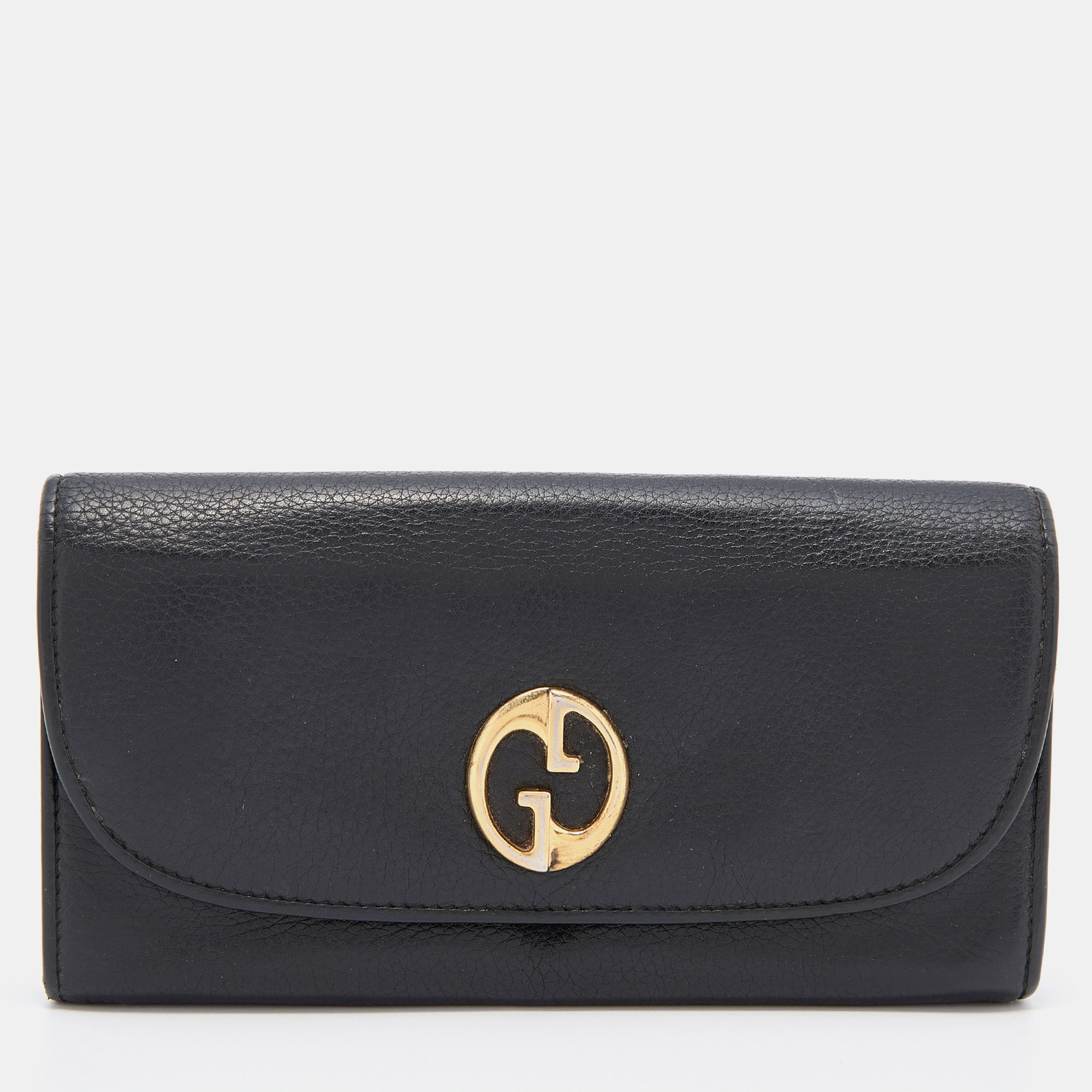 Gucci Black Leather 1973 Flap Continental Wallet