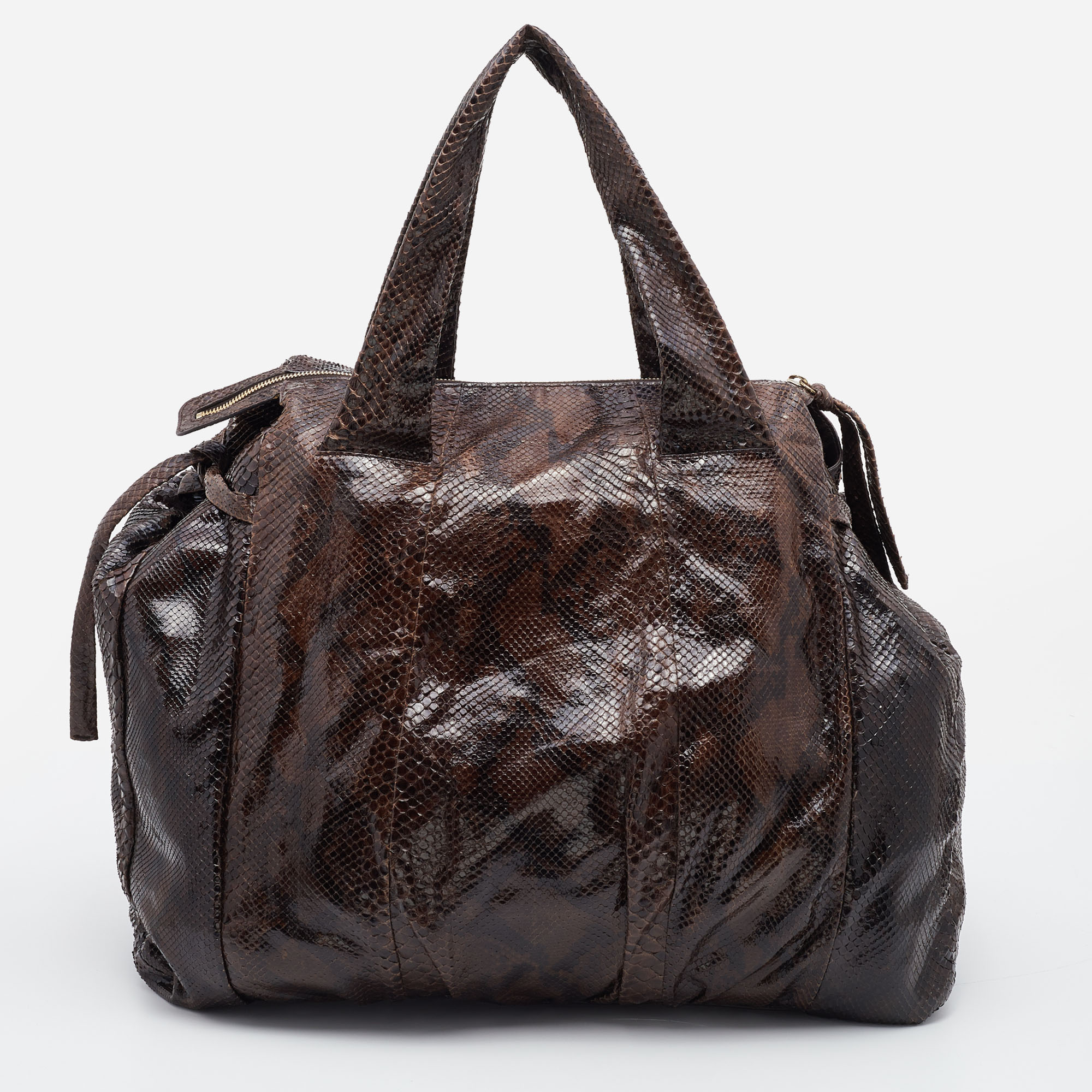 Gucci Brown Python Large Hysteria Tote