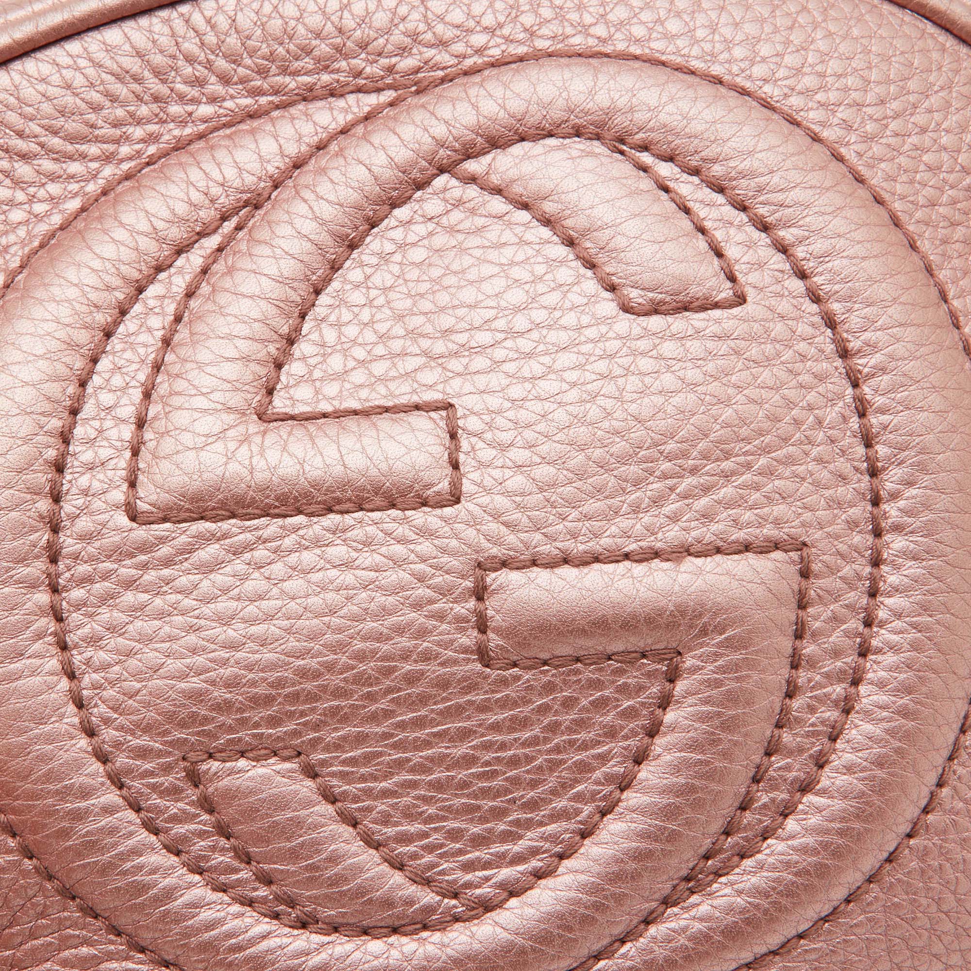 Gucci Metallic Pink Leather Mini Soho Disco Chain Crossbody Bag