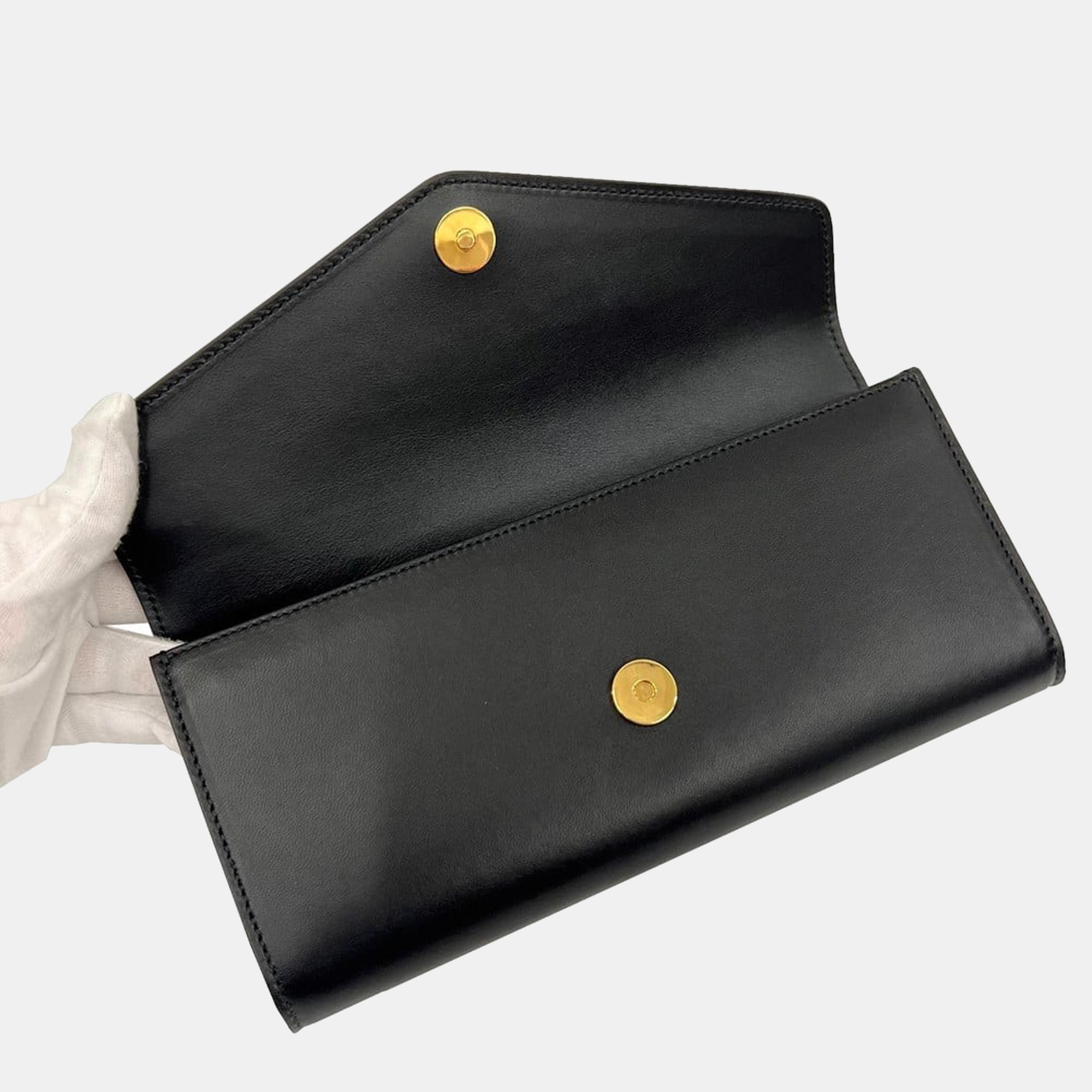 Gucci Black Leather Rajah Broadway Envelope Clutch