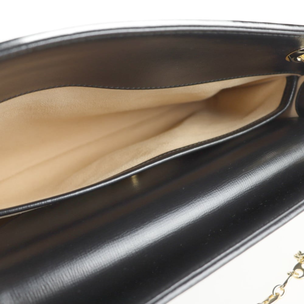 Gucci Black Leather Linea Marina Chain Shoulder Tote Bag