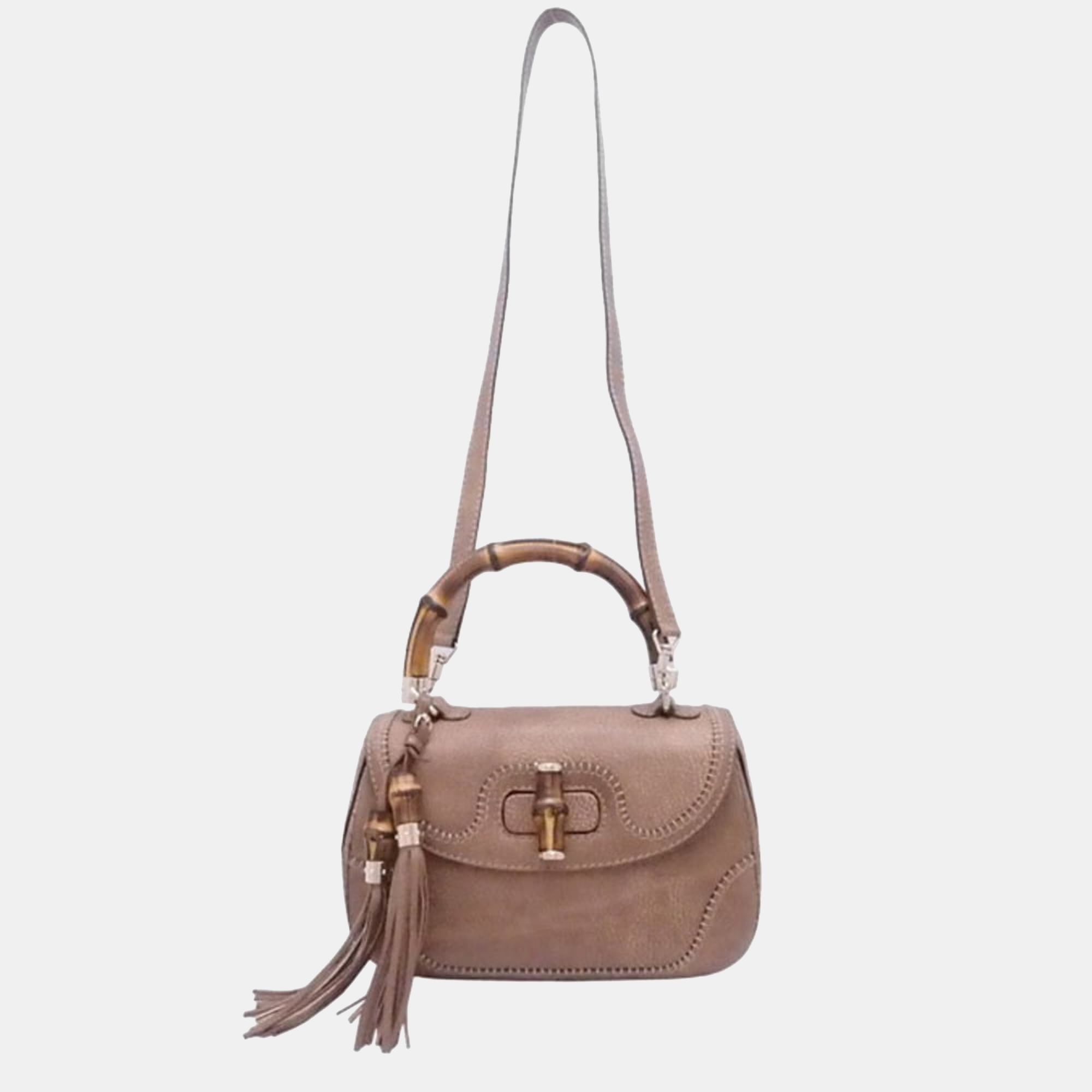Gucci Brown Leather New Bamboo Top Handle Bag