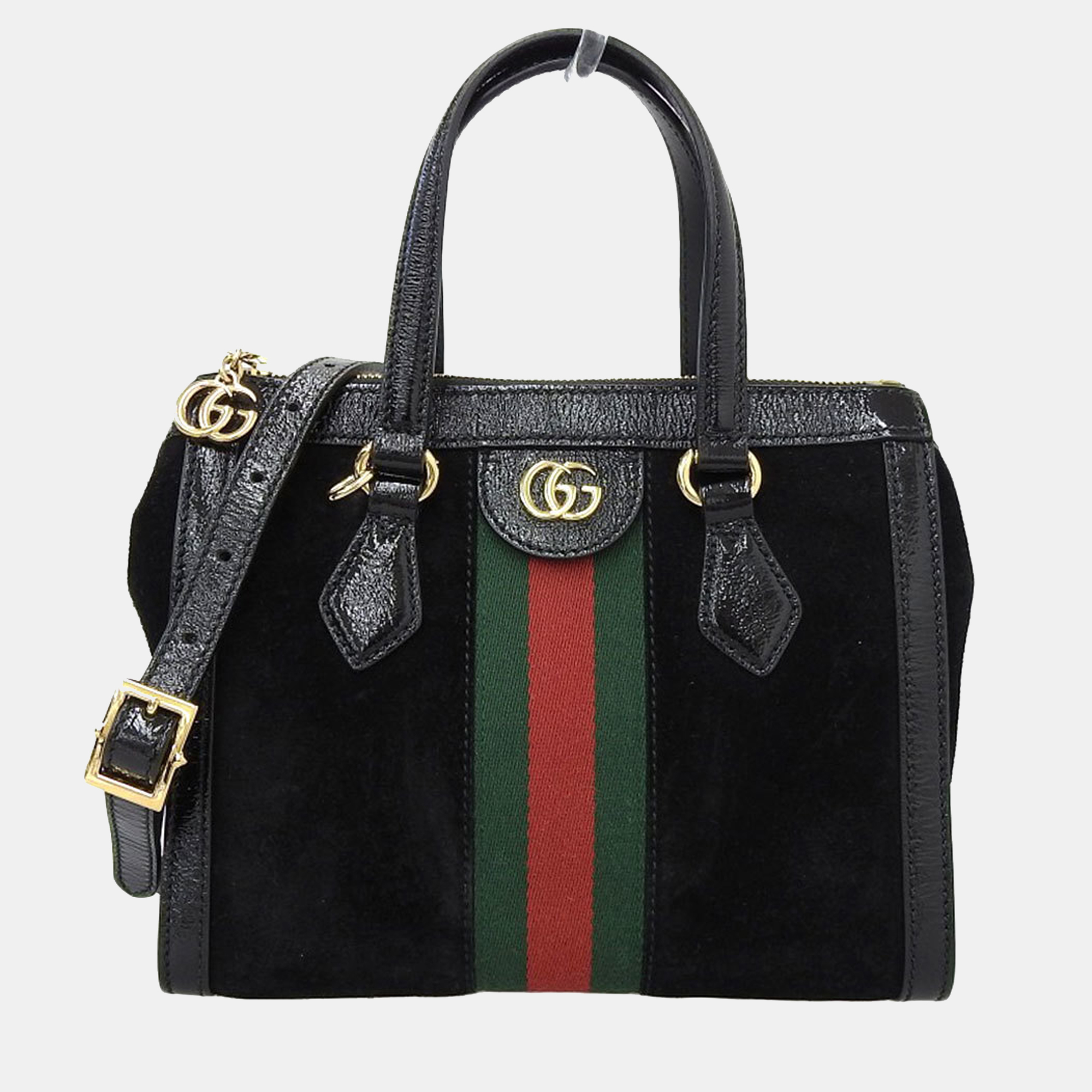 Gucci black leather and suede ophidia tote bag