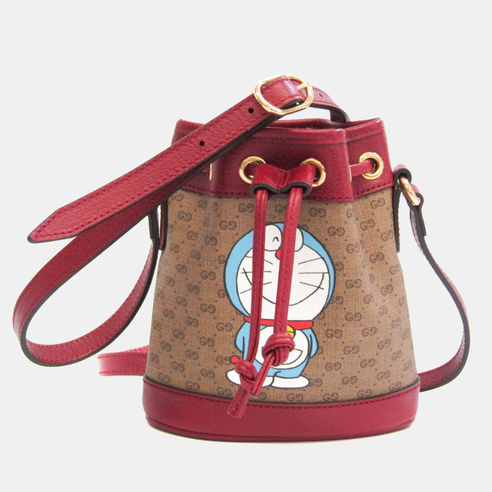 Gucci Beige/Burgundy Dorarmon Candy GG Bucket Bag