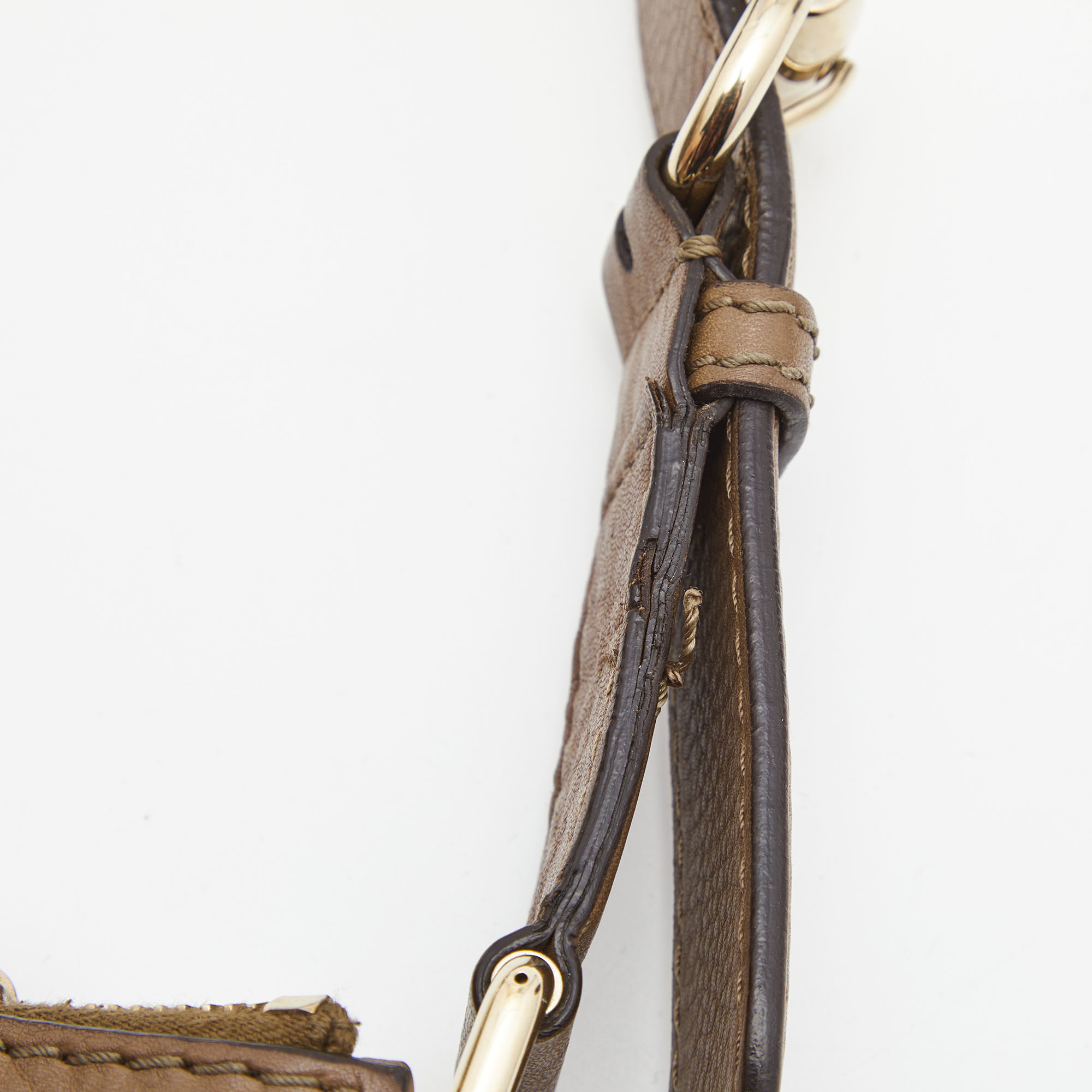 Gucci Beige/Brown Leather Medium Web Horsebit Heritage Hobo