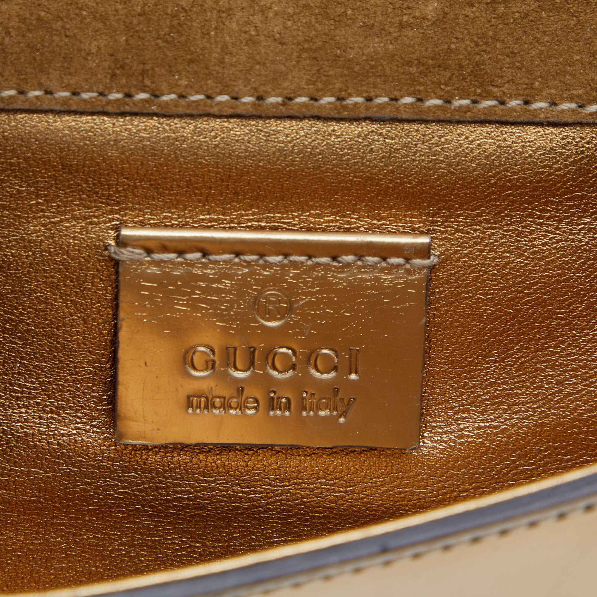 Gucci Gold Patent Leather Romy Clutch