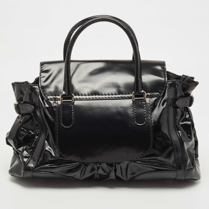 Gucci Black Glossy Leather And Coated Fabric Large Dialux Queen Tote