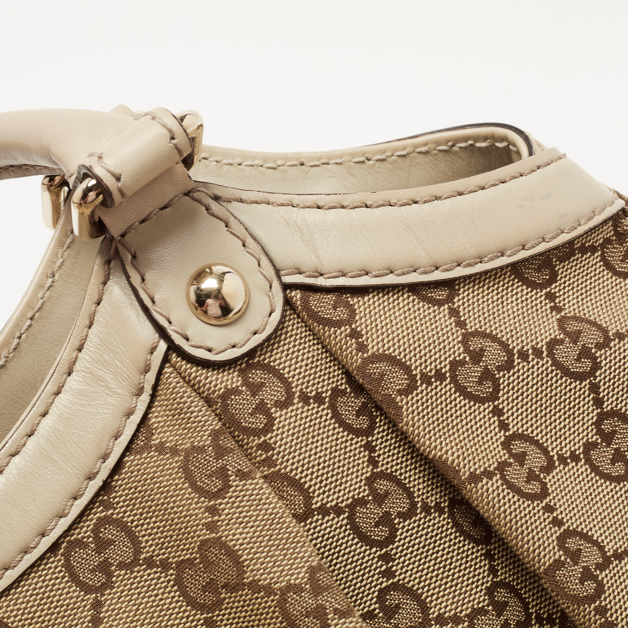 Gucci Beige GG Canvas And Leather Medium Sukey Tote