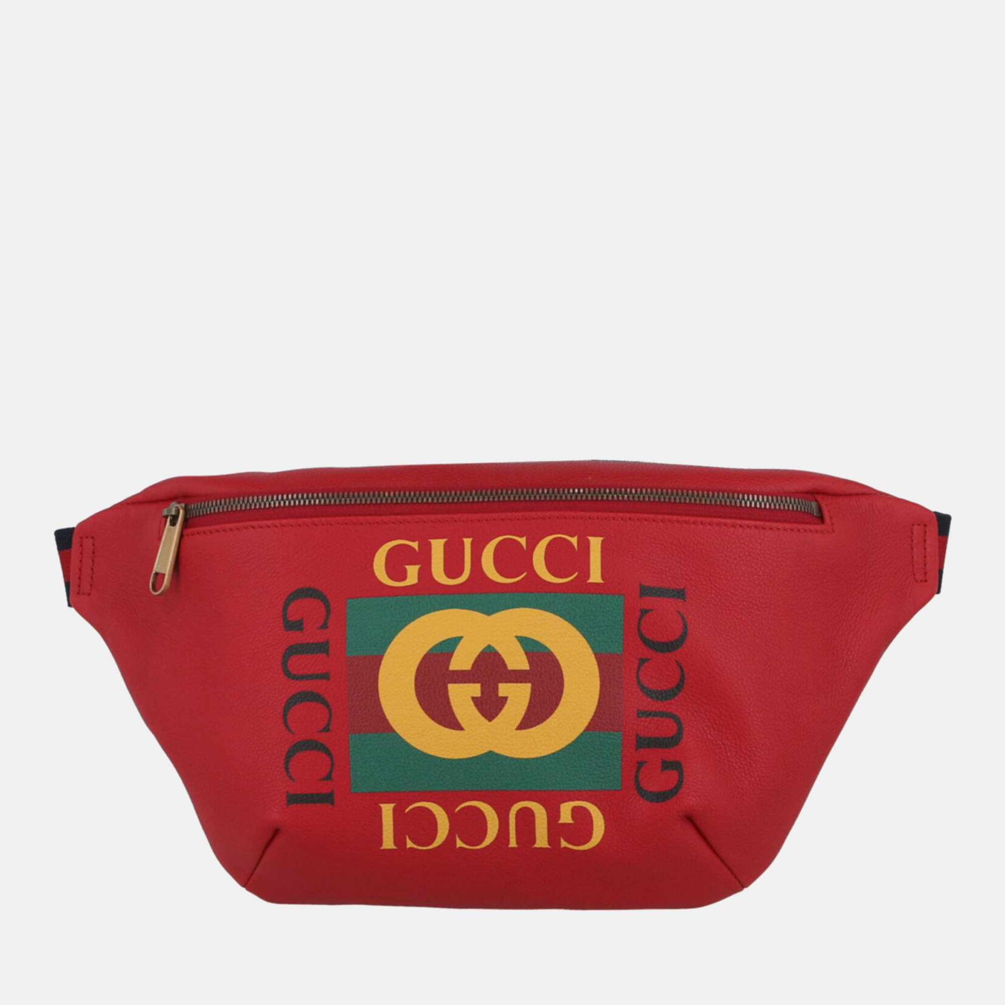 Gucci Red Leather Gucci Logo Belt Bag