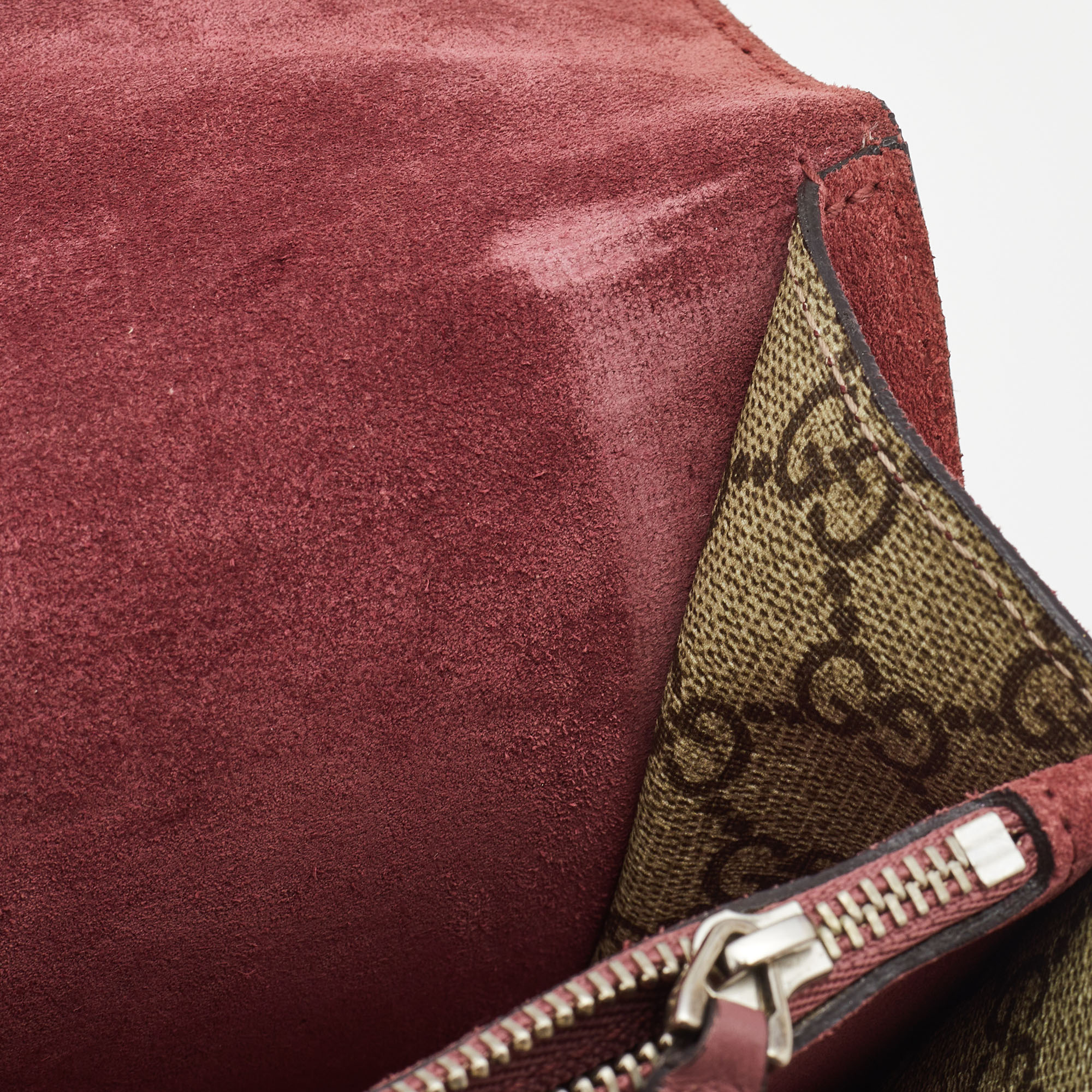 Gucci Old Rose/Beige GG Supreme Canvas And Suede Medium Blooms Dionysus Shoulder Bag