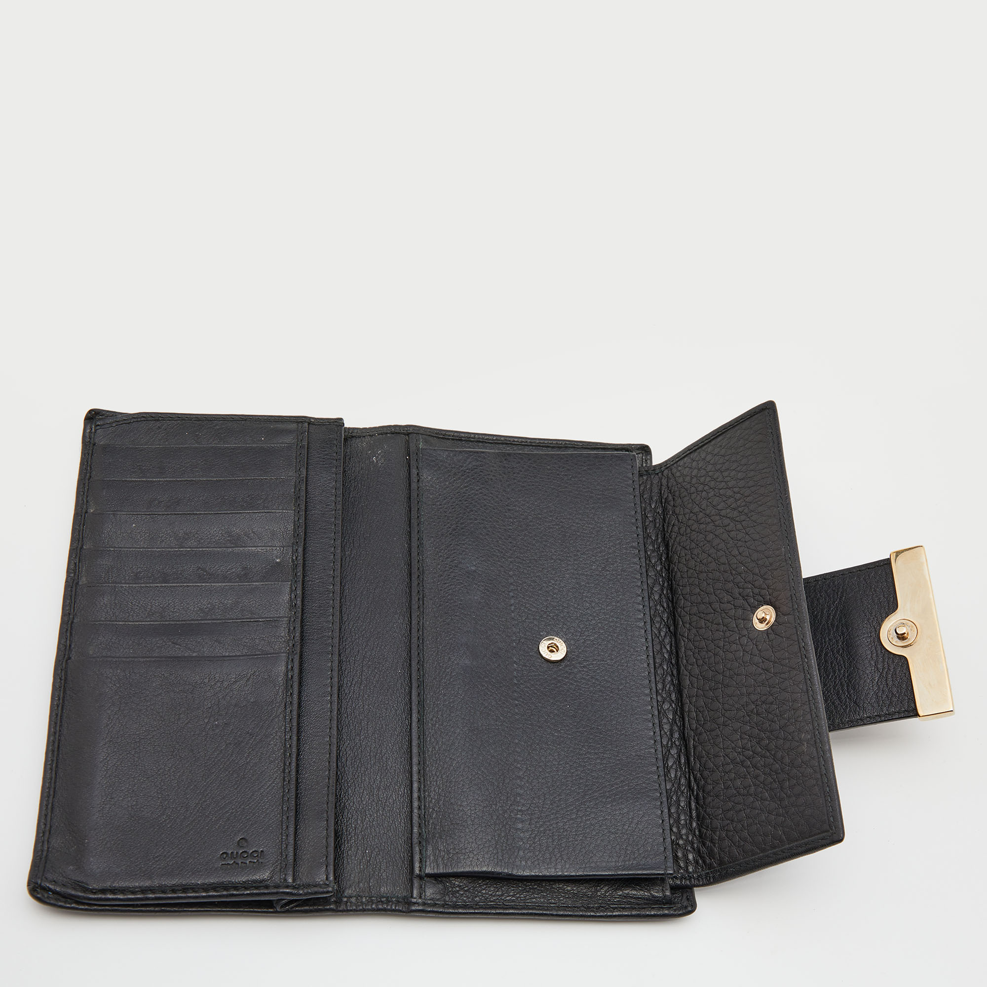 Gucci Black Guccisima Leather Continental Wallet