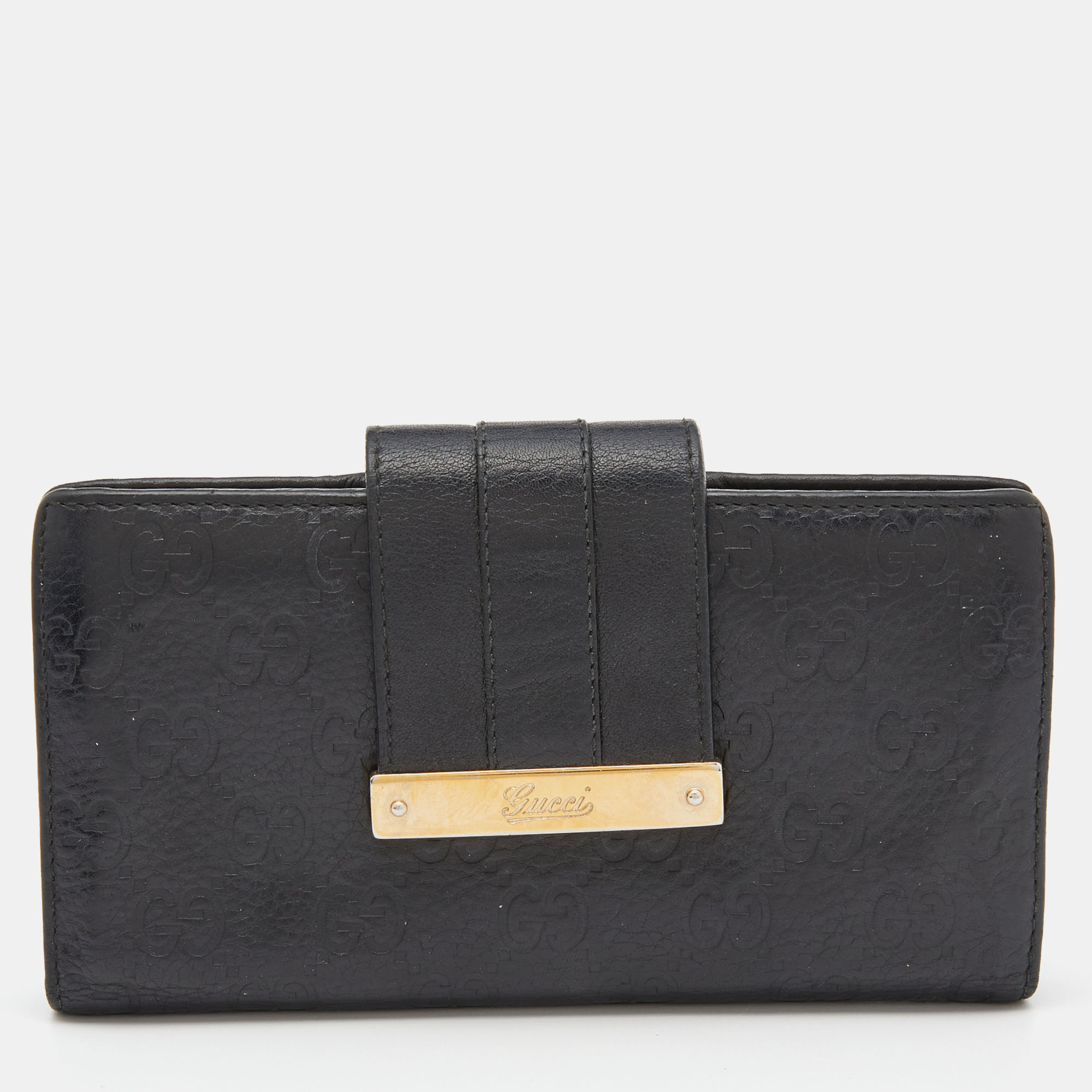 Gucci Black Guccisima Leather Continental Wallet