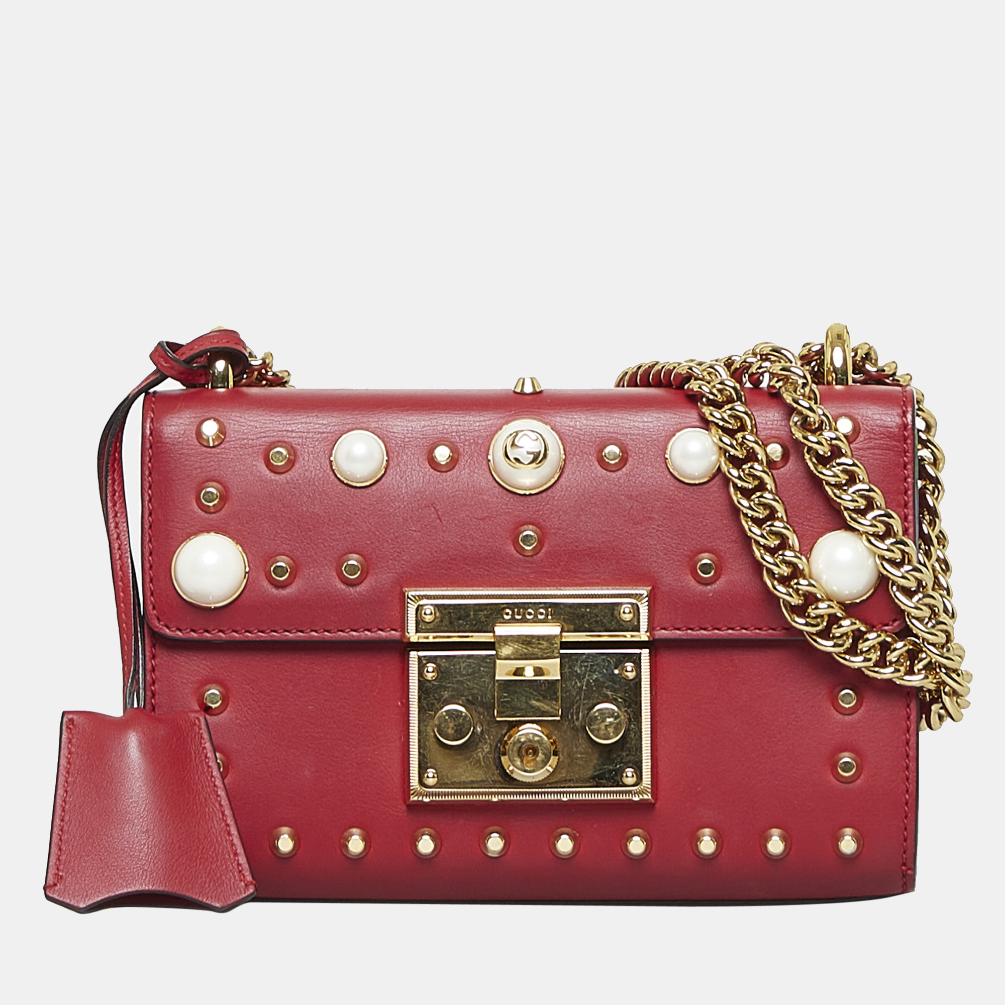 Gucci Red Pearl Studded Padlock
