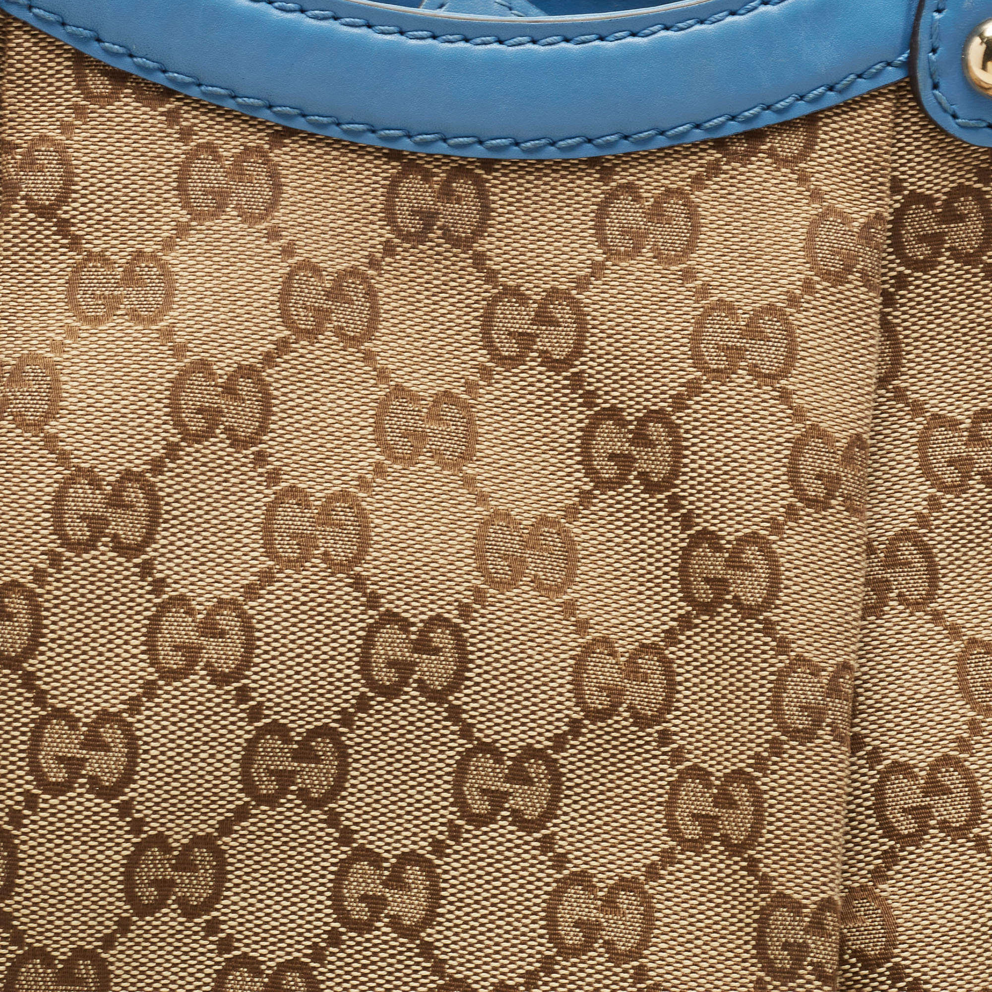 Gucci Blue/Beige GG Canvas And Leather Medium Sukey Tote