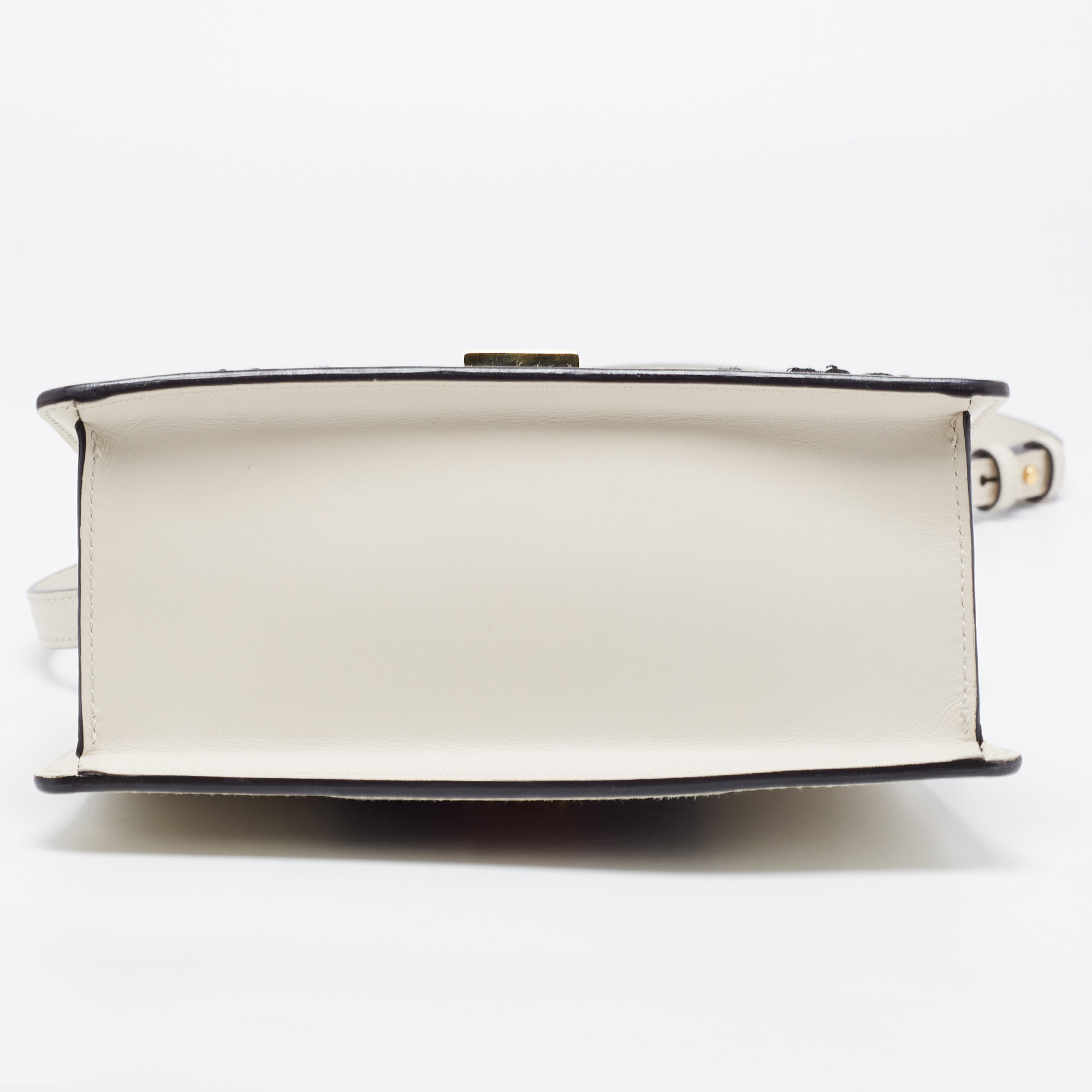 Gucci White Leather Mini Sylvie Top Handle Bag