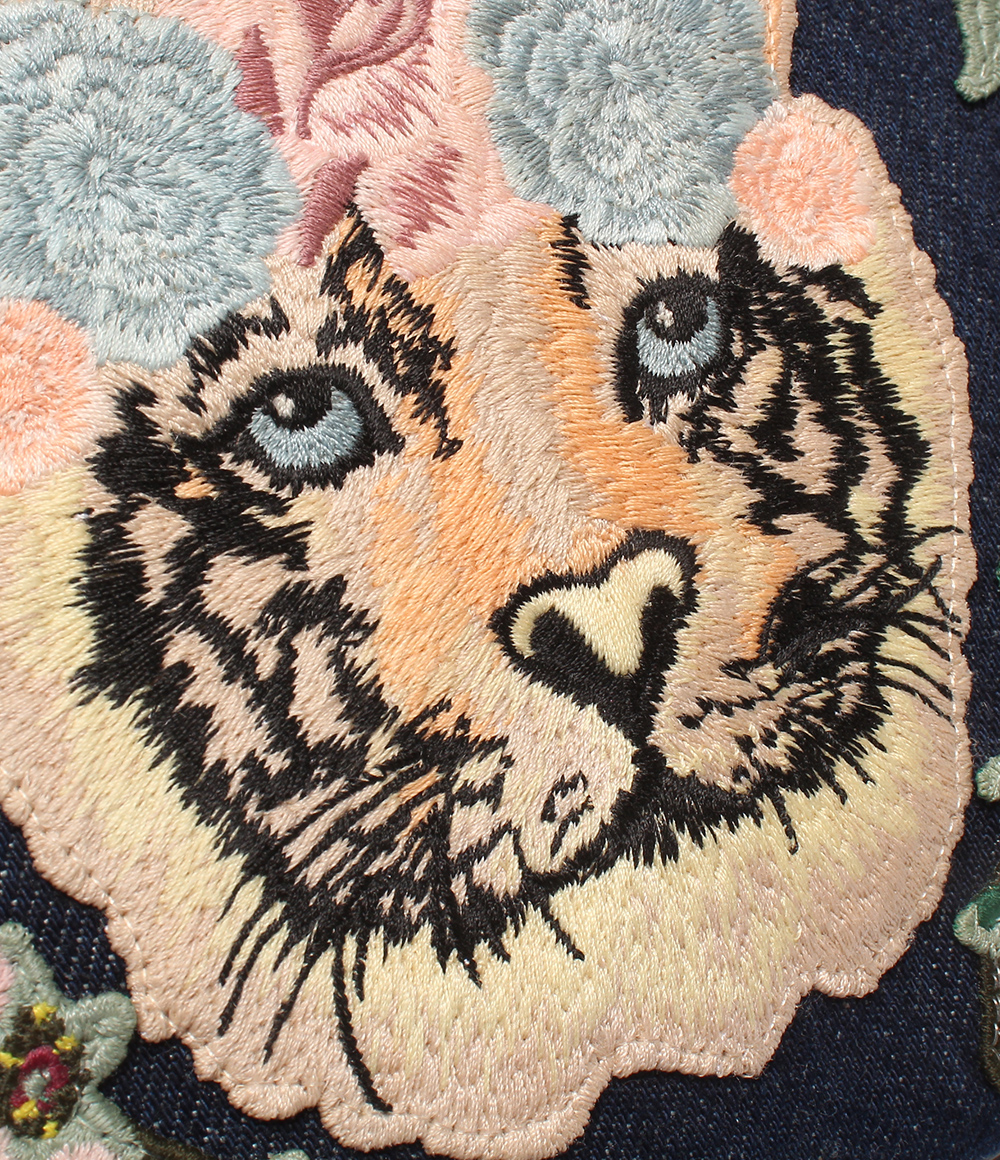 Gucci Blue Limited Edition Japan Tiger Flower Embroidery Shoulder Bag
