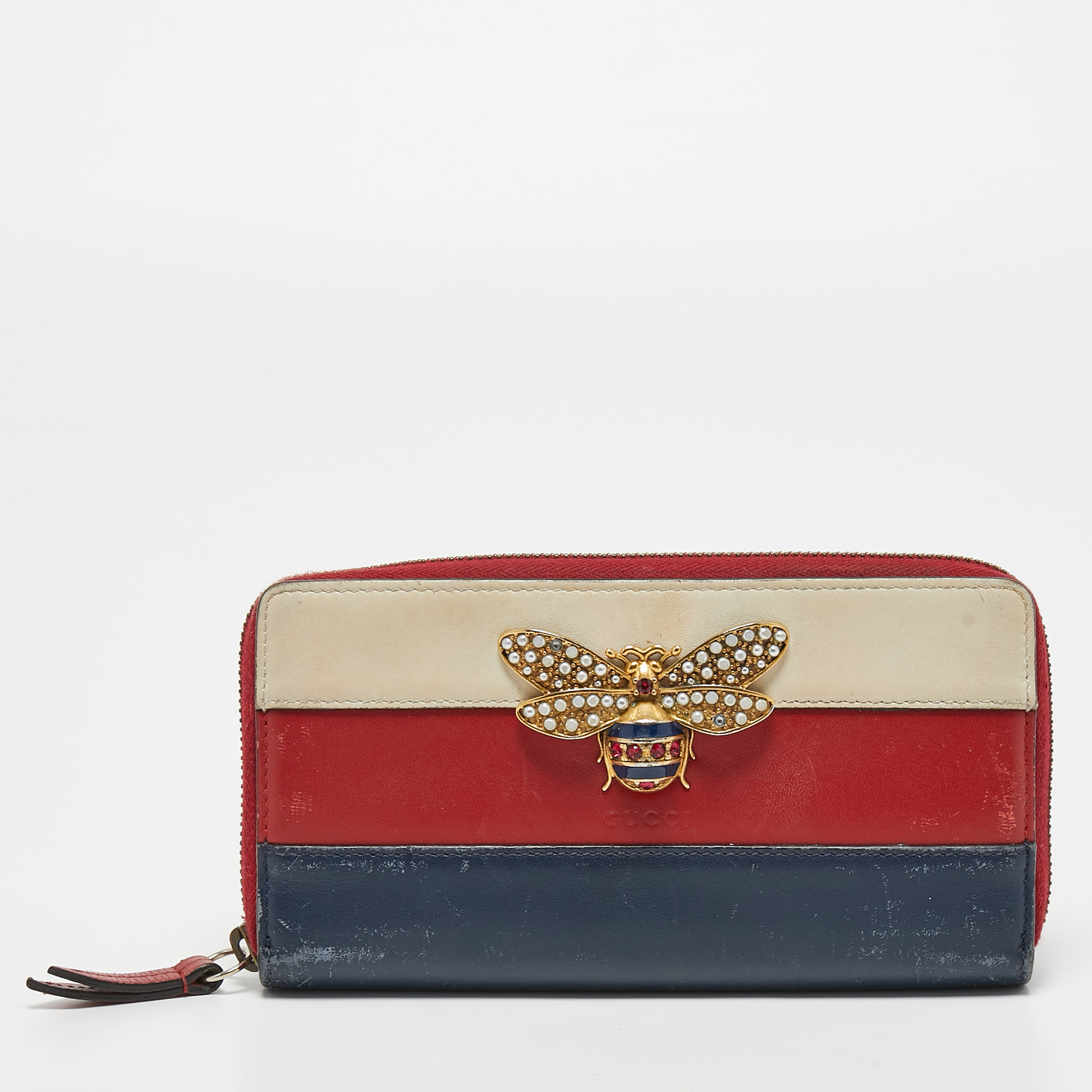 Gucci Tricolor Leather Queen Margaret Zip Around Wallet