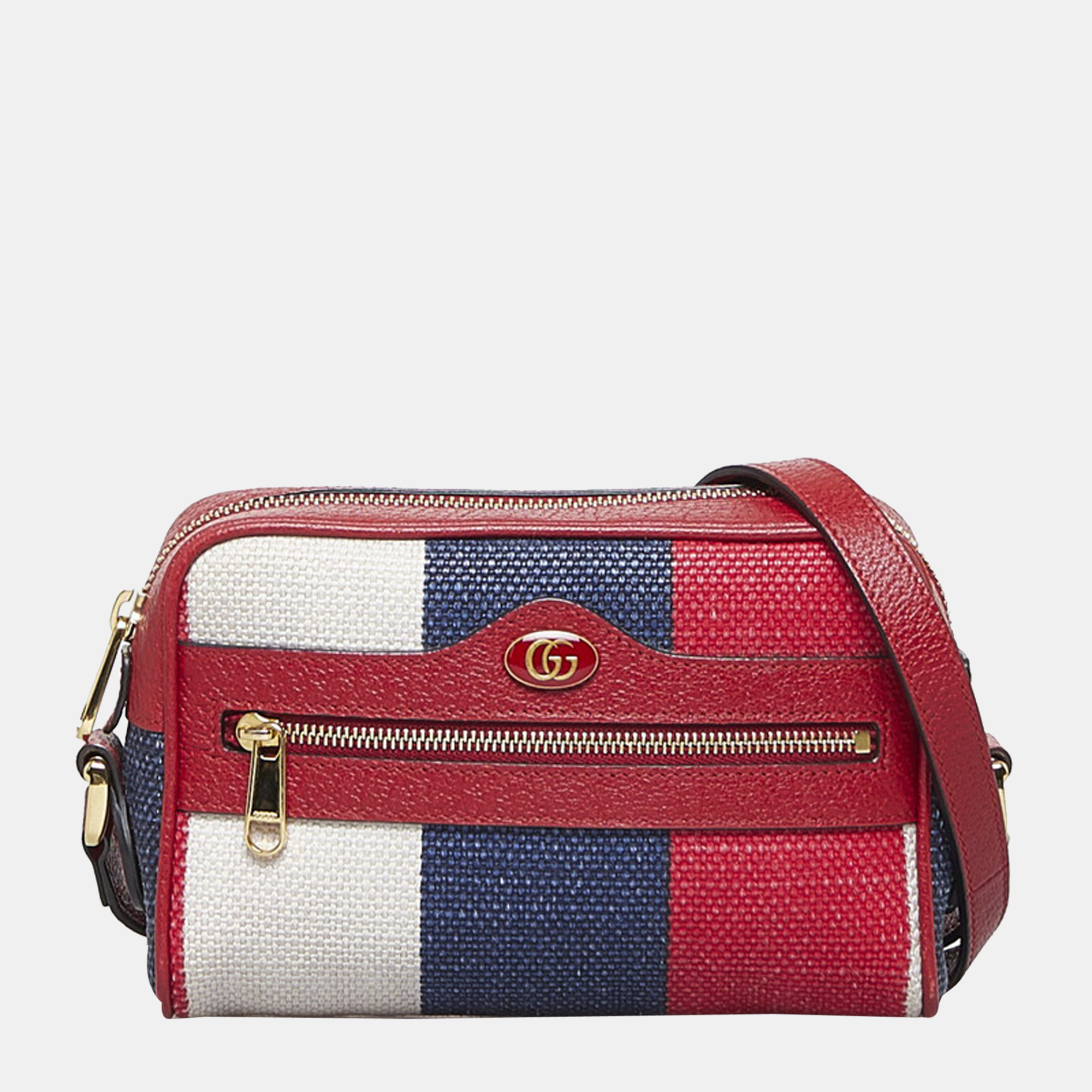 Gucci Red Canvas Mini Sylvie Stripe Ophidia Crossbody Bag