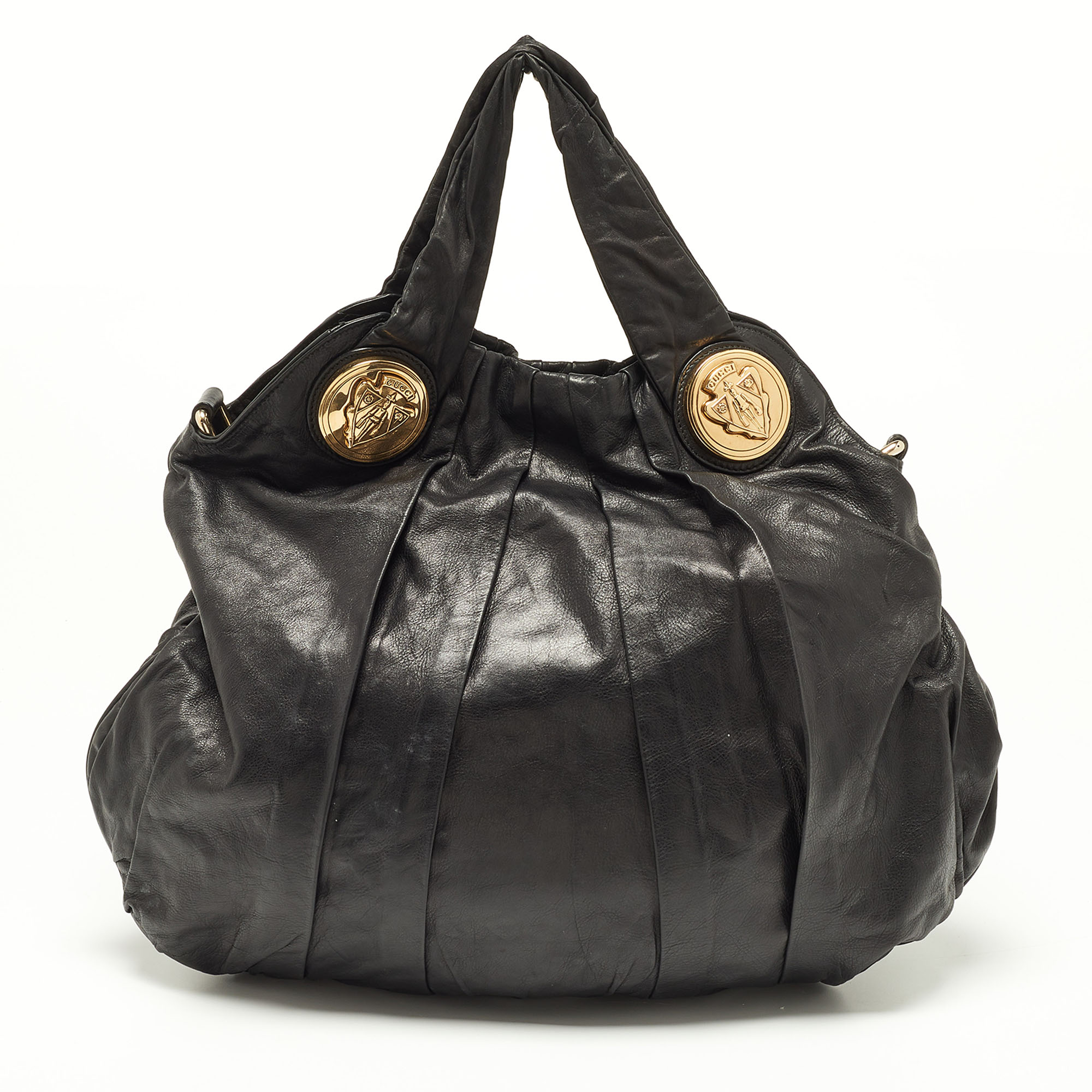 Gucci Black Leather Large Hysteria Hobo