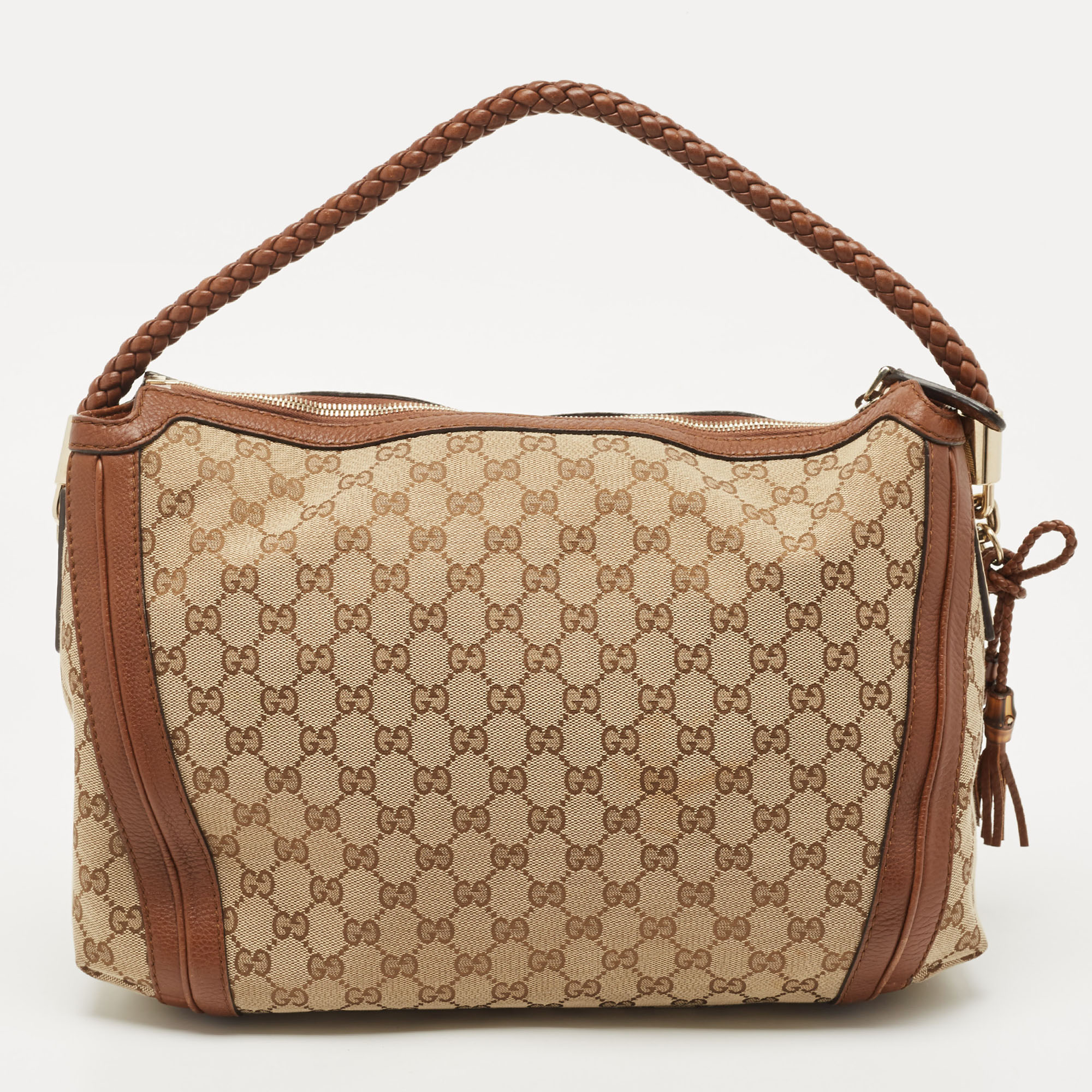 Gucci Brown/Beige GG Canvas And Leather Medium Bella Hobo
