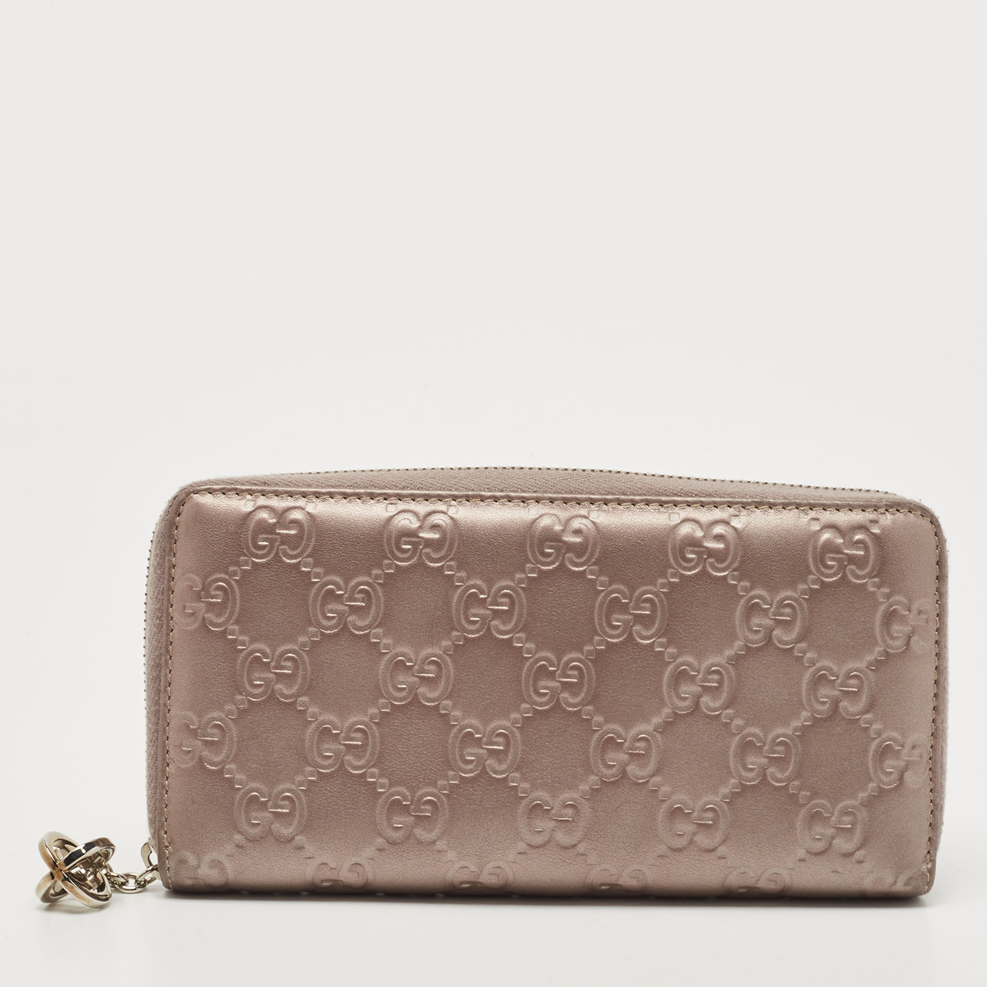 Gucci Metallic Lilac Guccissima Leather Zip Around Wallet