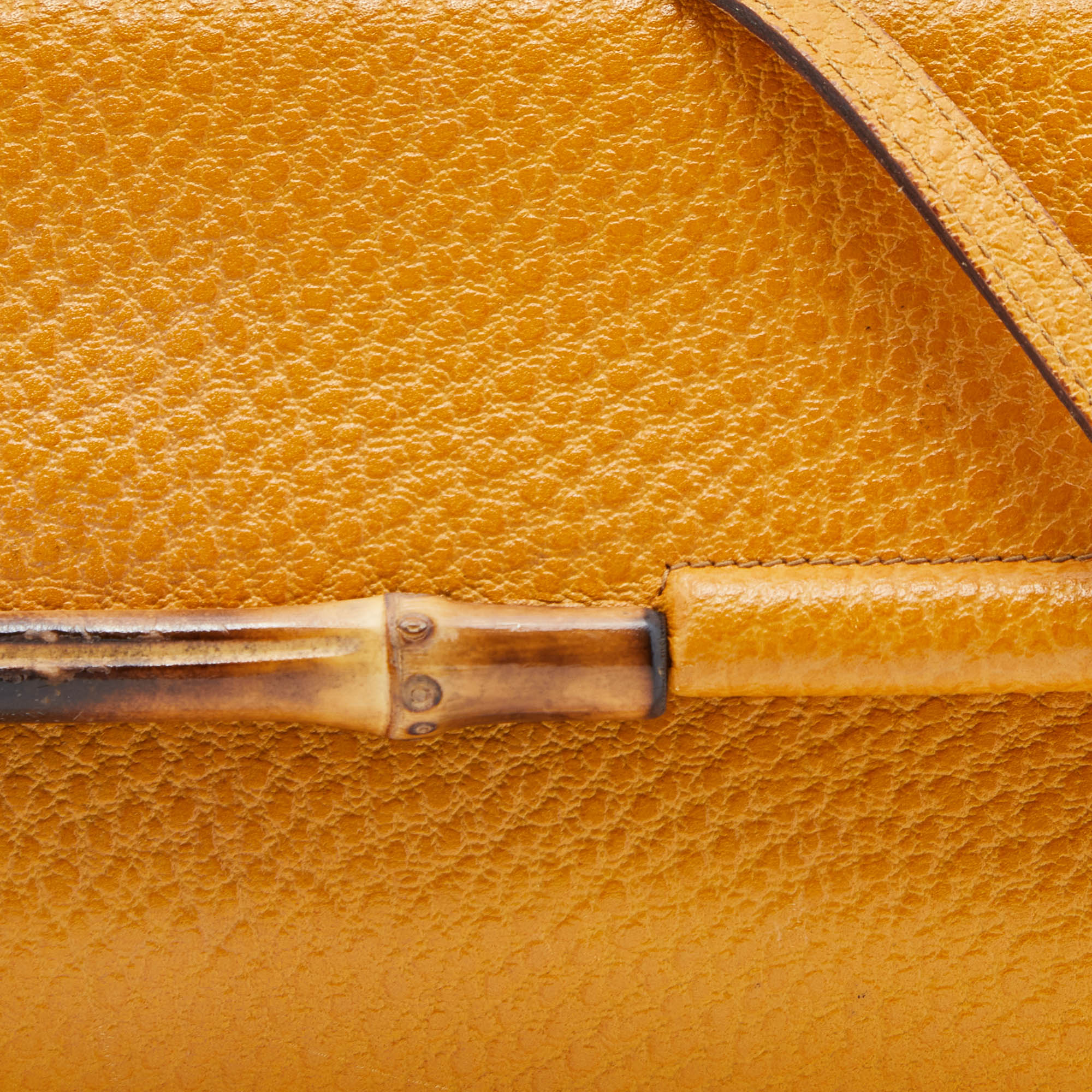 Gucci Mustard Leather Bamboo Bar Crossbody Bag