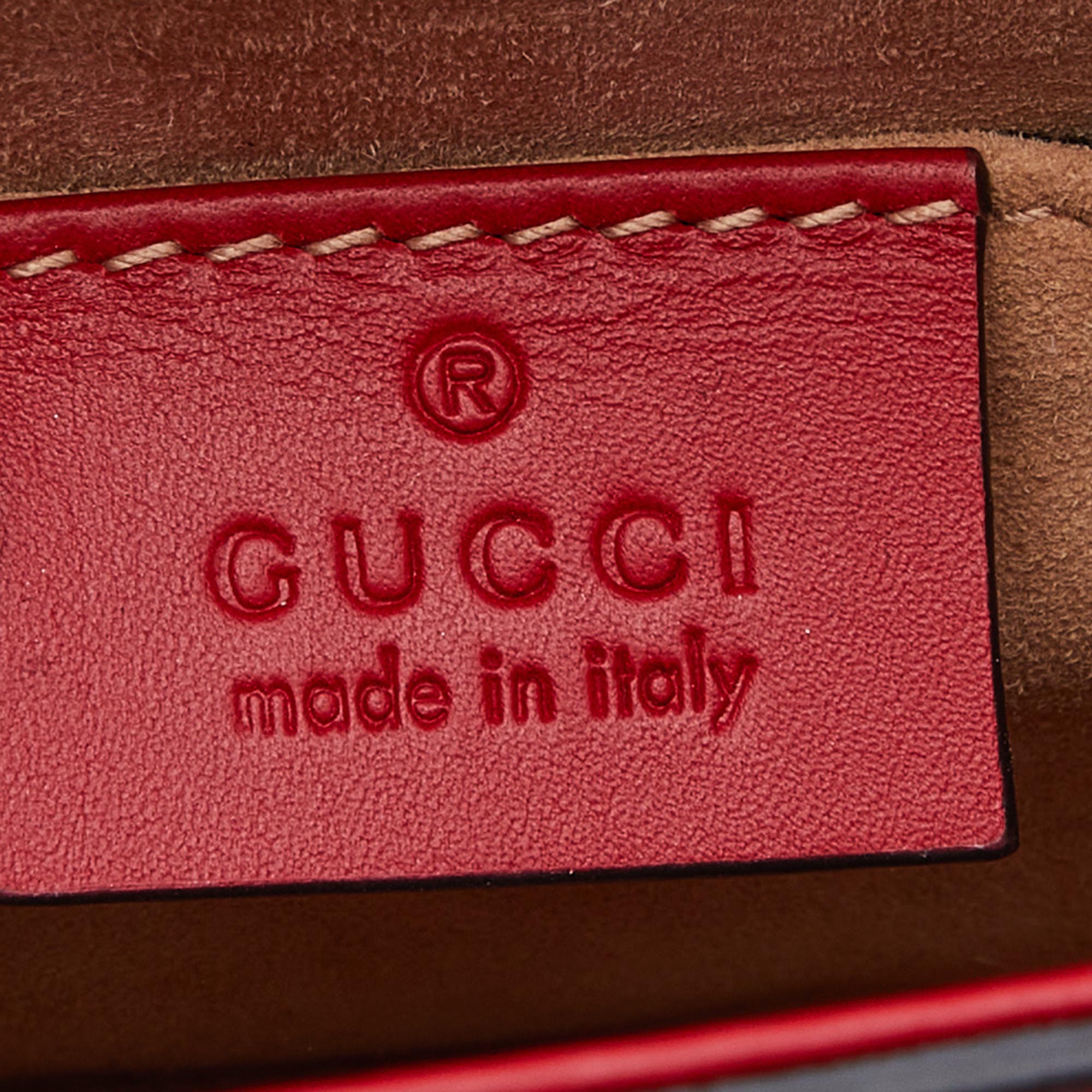 Gucci Red Leather Mini Web Chain Sylvie Crossbody Bag