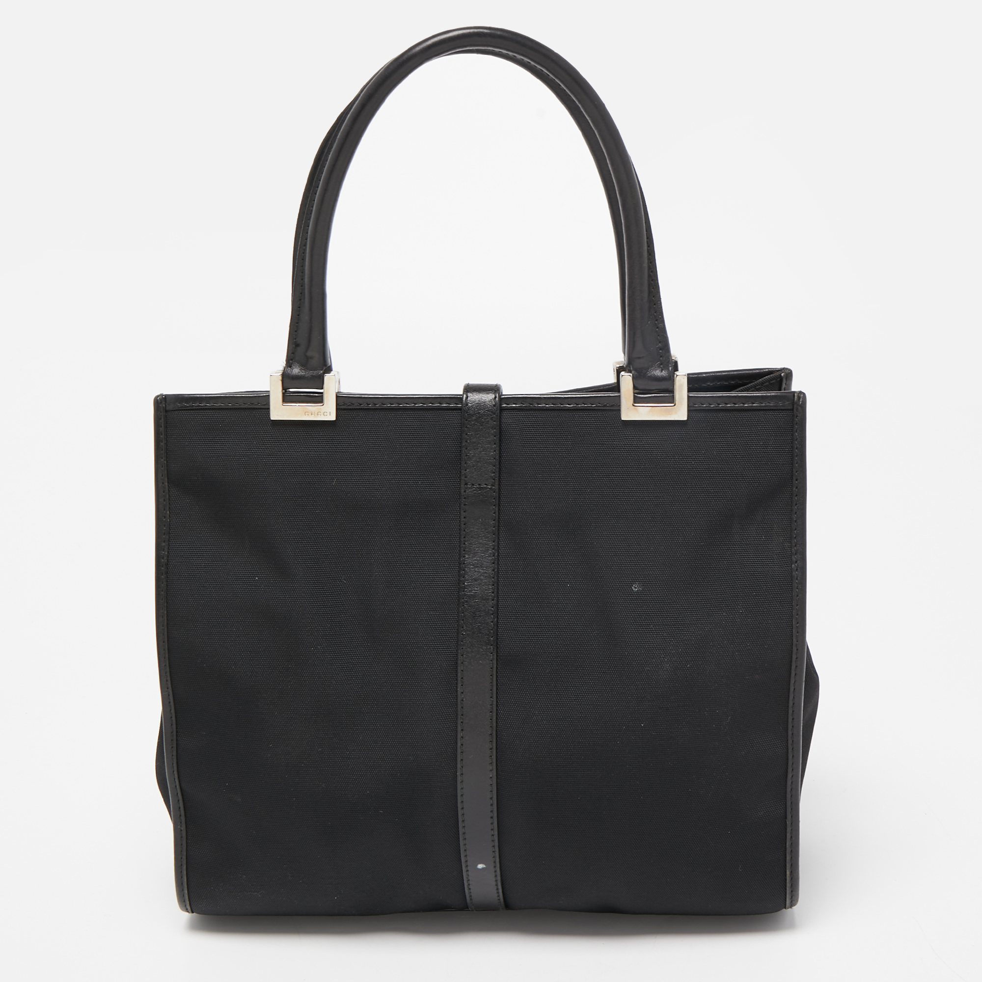 Gucci Black Nylon And Leather Jackie O Tote