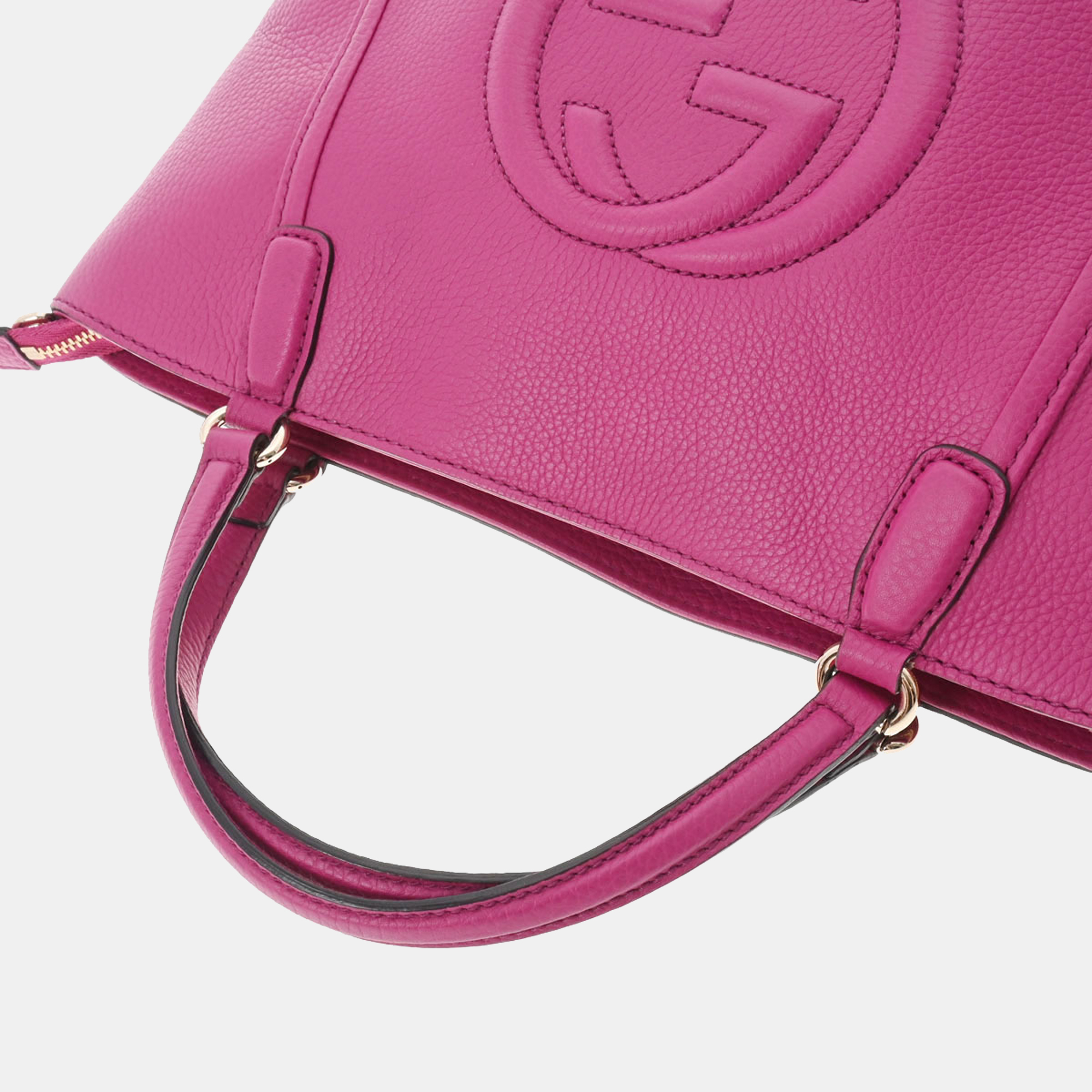 Gucci Pink Leather Interlocking GG Soho Bag