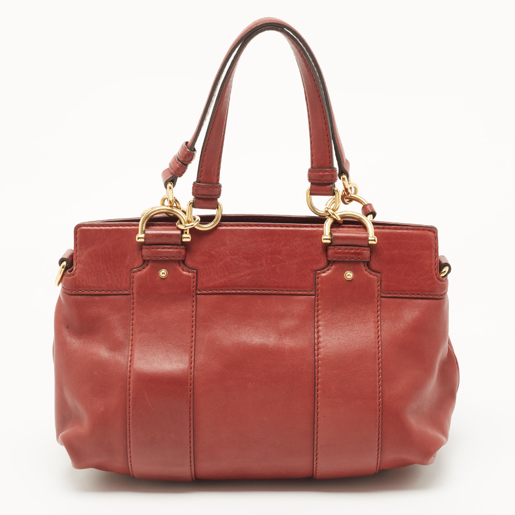Gucci Maroon Leather And Fur Smilla Tote
