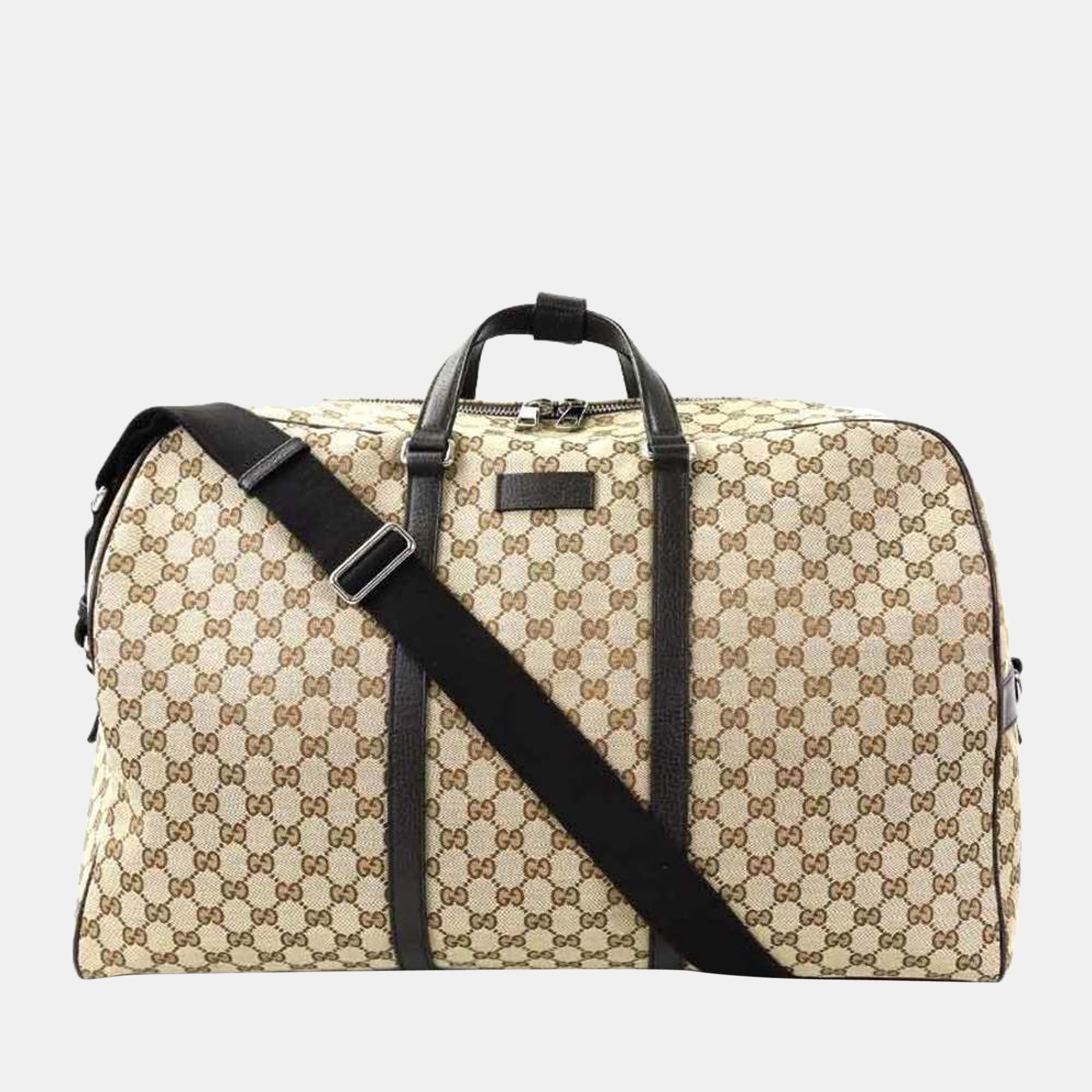 Gucci Beige GG Canvas Convertible Boston Carry On Duffle Bag