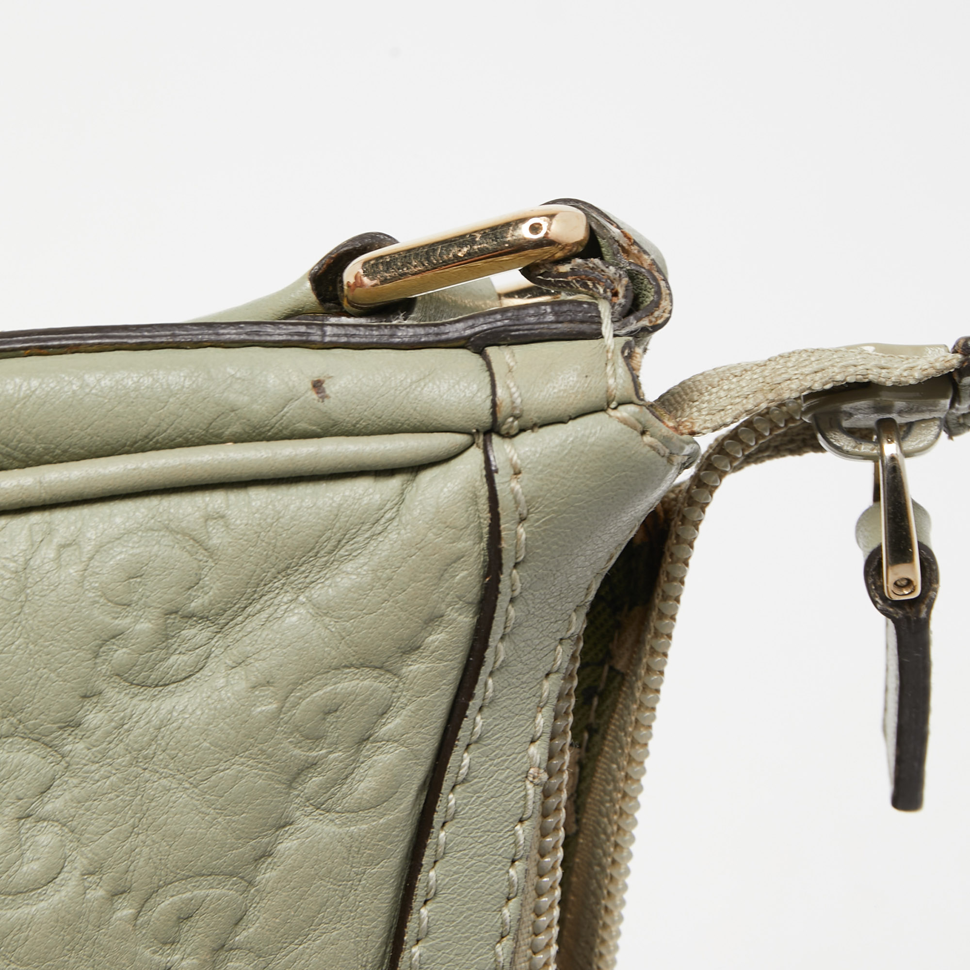 Gucci Mint Green Guccissima Leather Zip Shoulder Bag