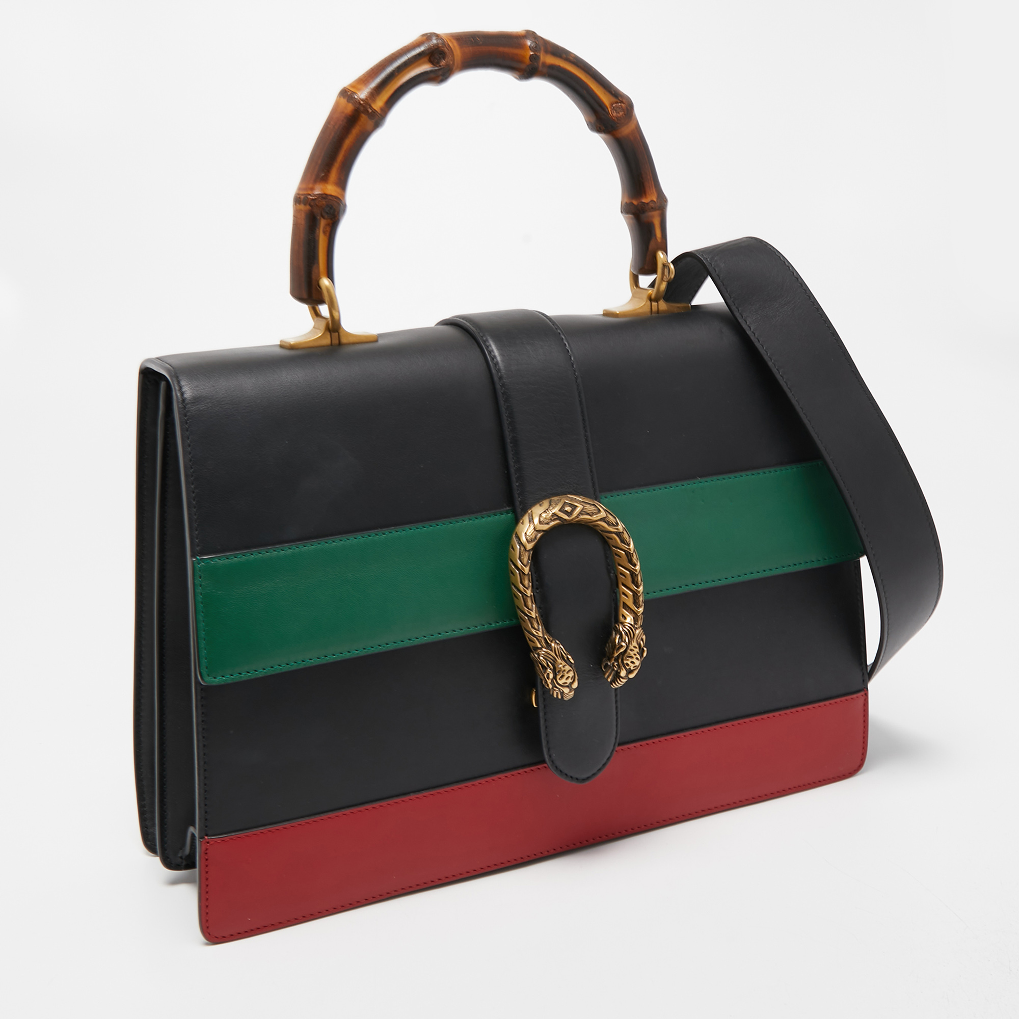 Gucci Tri Color Leather Large Dionysus Bamboo Top Handle Bag