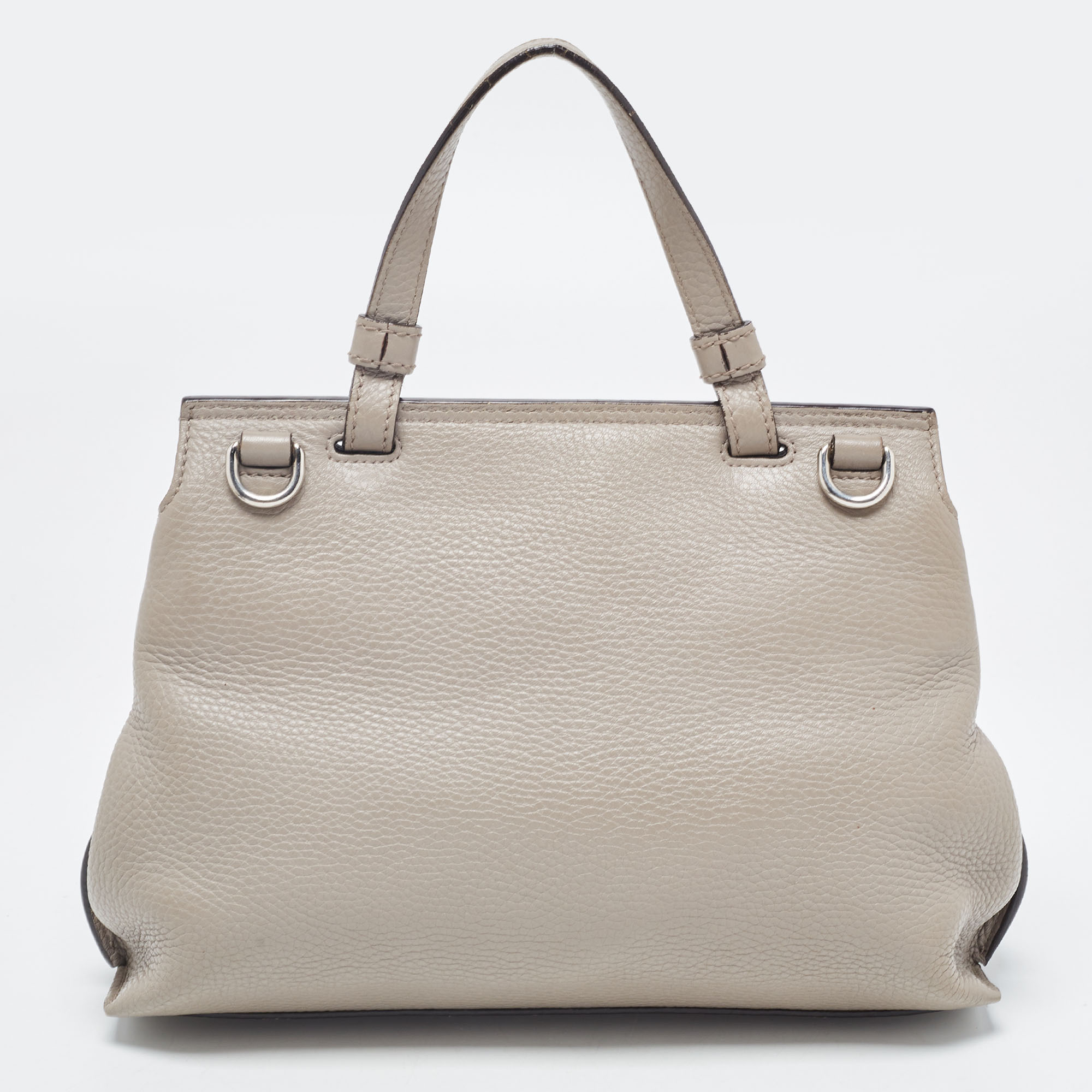 Gucci Grey Leather Small Bamboo Daily Top Handle Bag