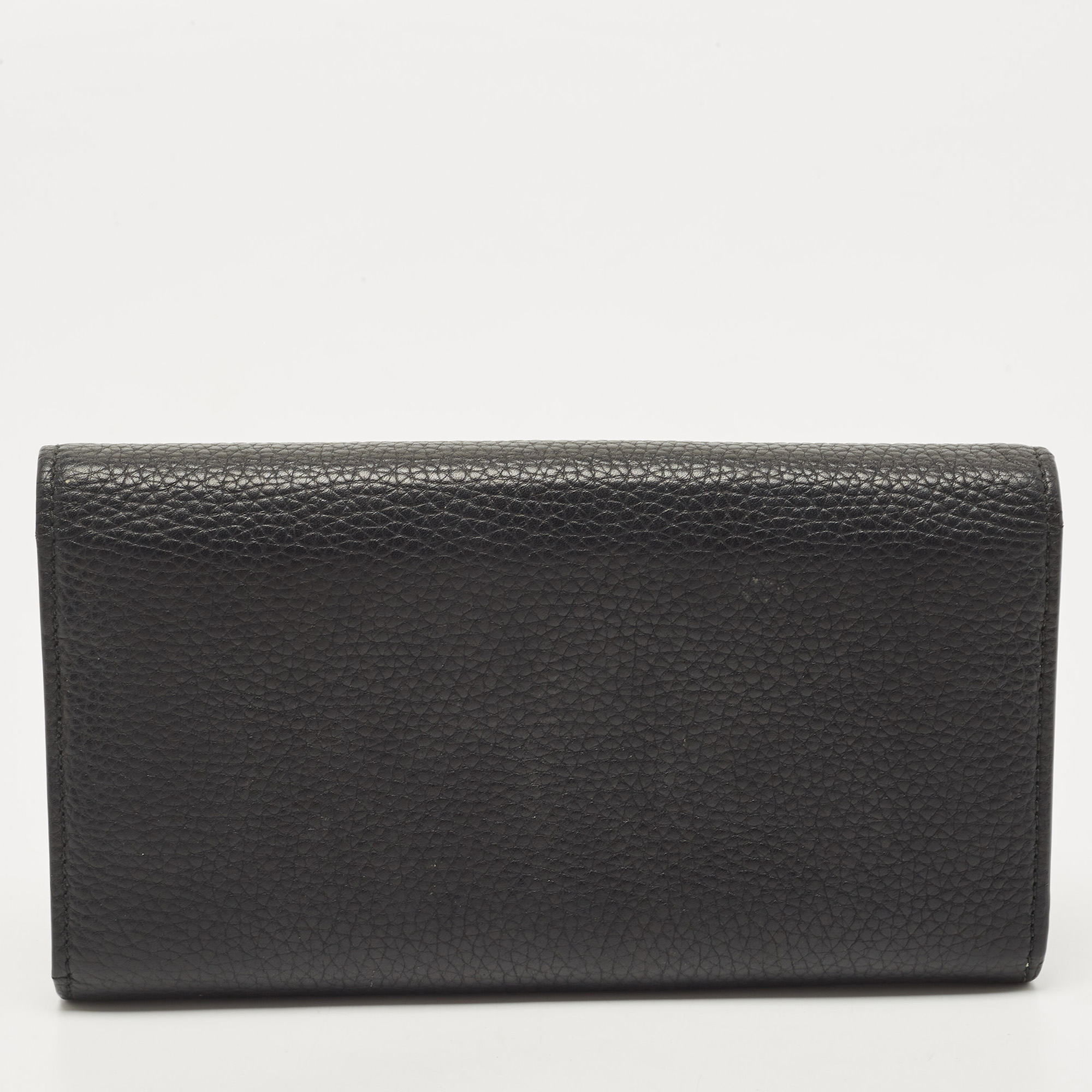 Gucci Black Leather Blind For Love Flap Continental Wallet