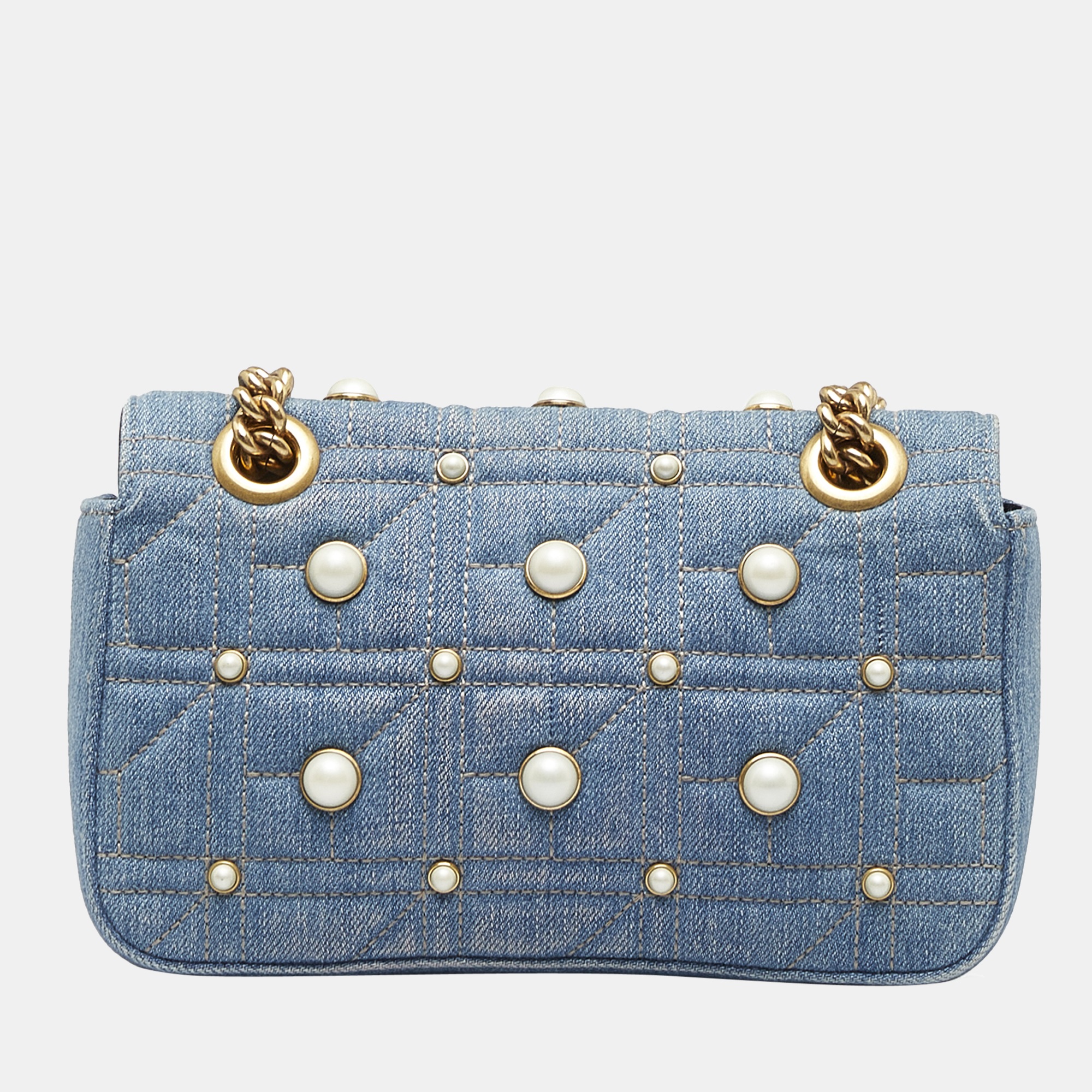 Gucci Blue Mini Pearly GG Marmont Matelasse Shoulder Bag