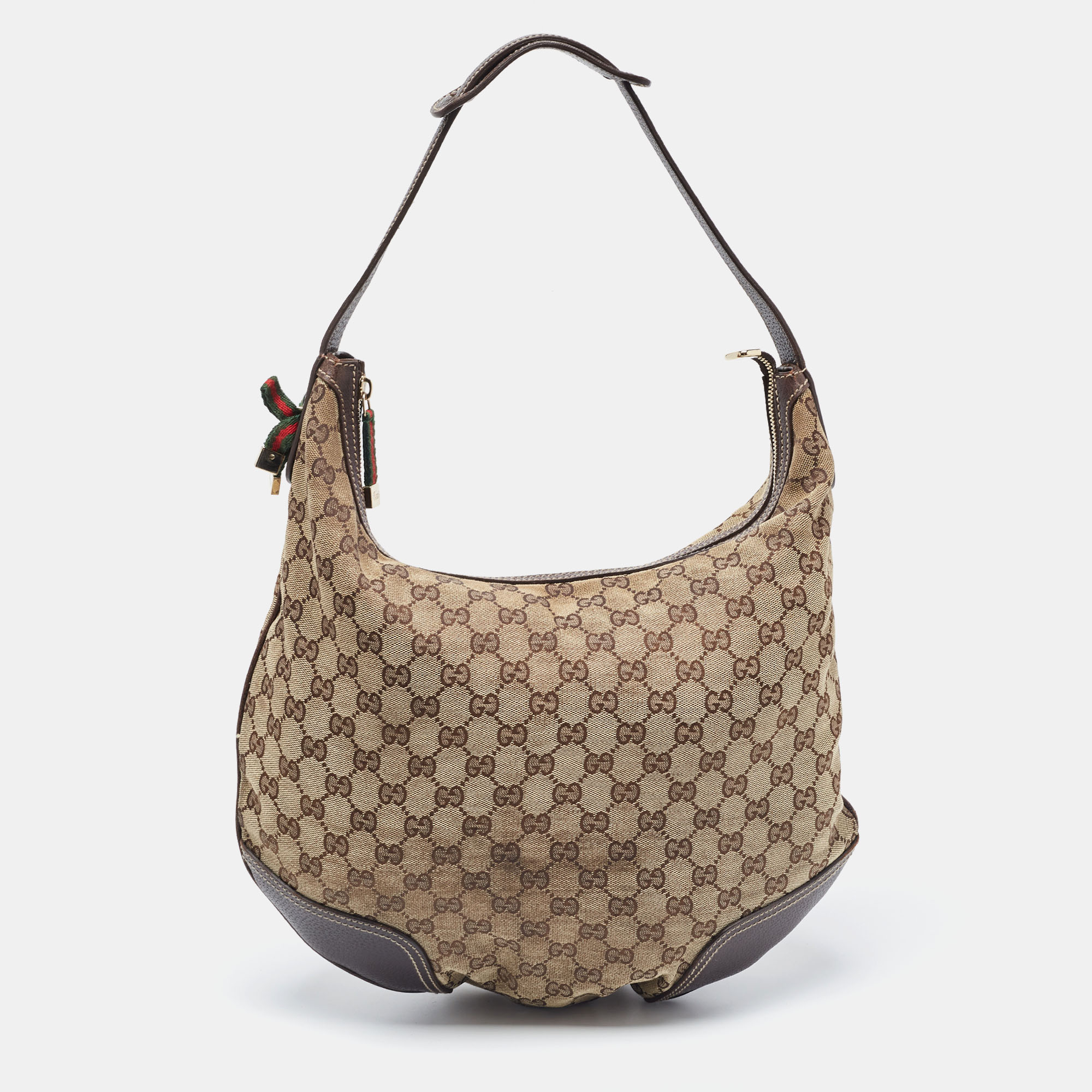 Gucci Beige/Brown GG Canvas And Leather Large Princy Hobo