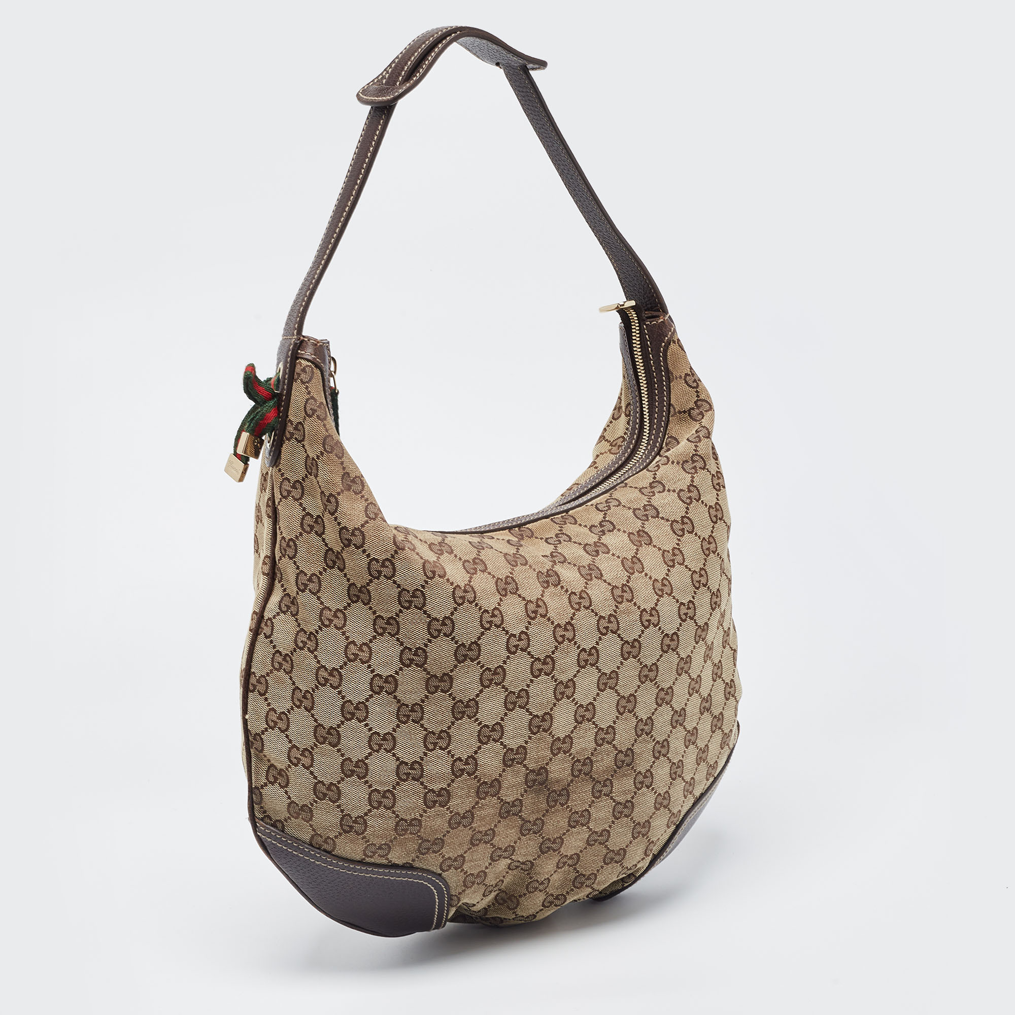 Gucci Beige/Brown GG Canvas And Leather Large Princy Hobo