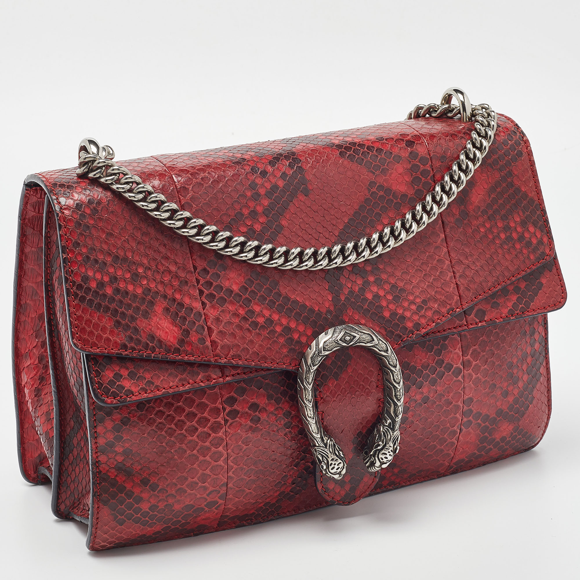 Gucci Red/Black Python Medium Dionysus Shoulder Bag