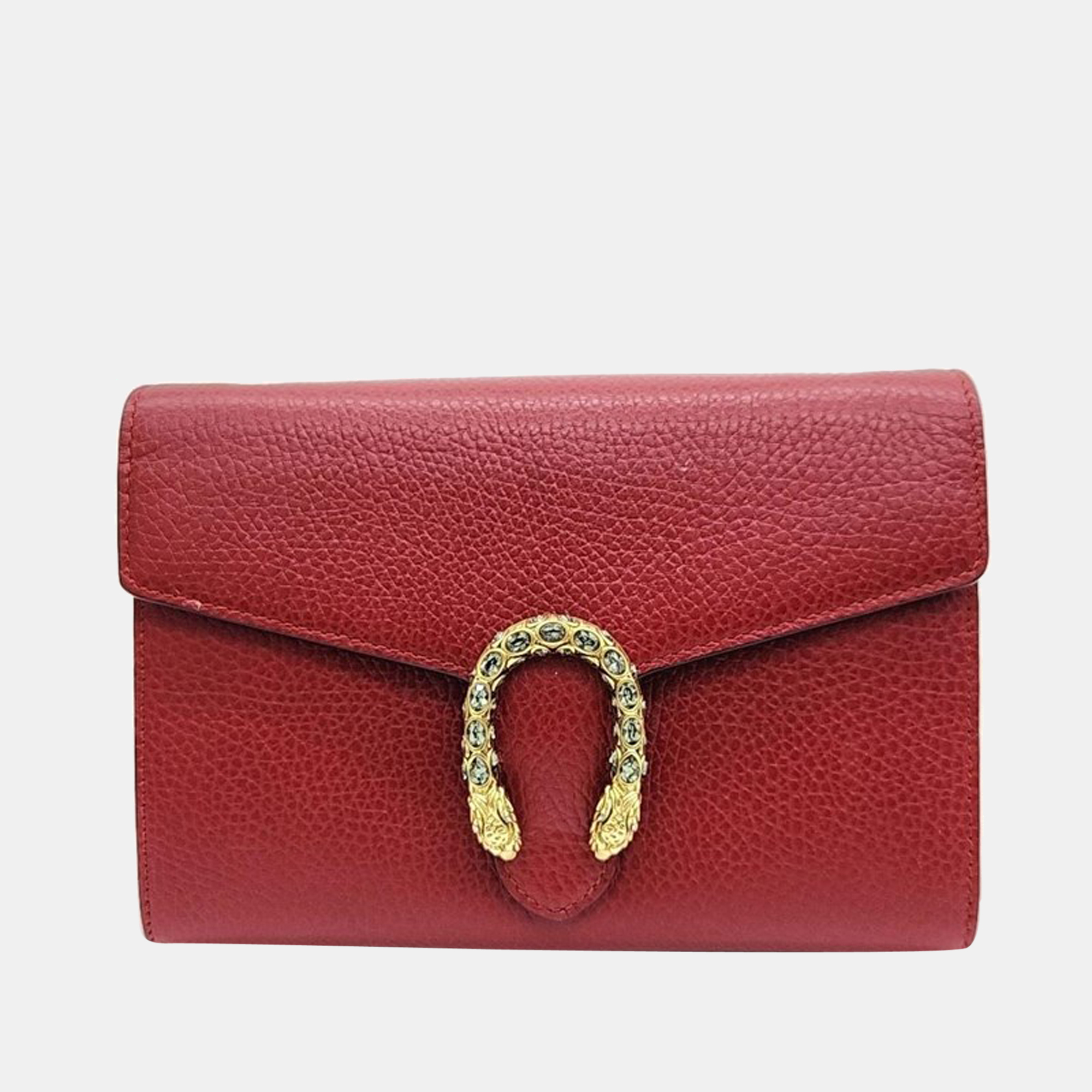 Gucci red leather dionysus clutch on chain bag