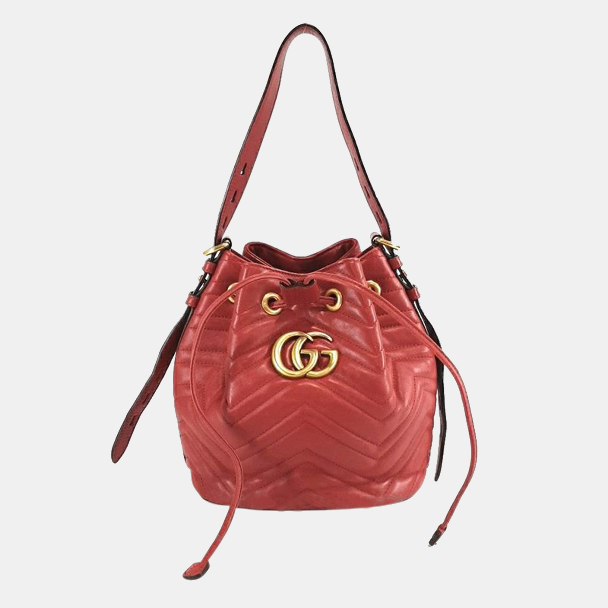 Gucci red marmont bucket bag