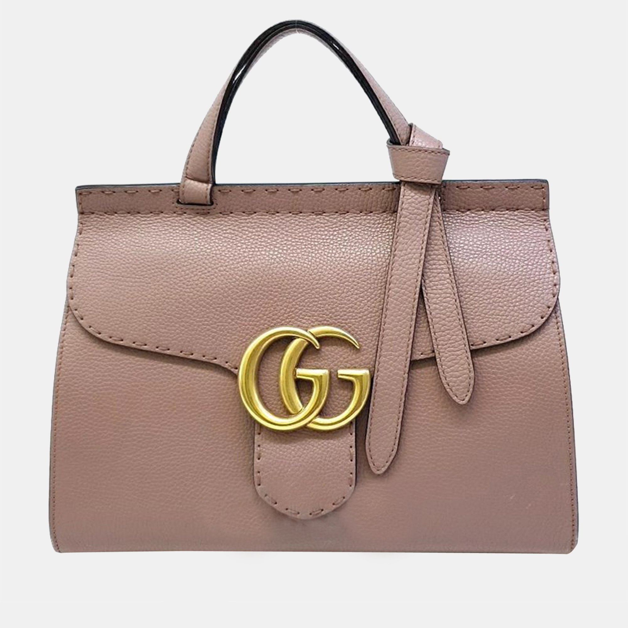 Gucci pink leather gg marmont top handle bag