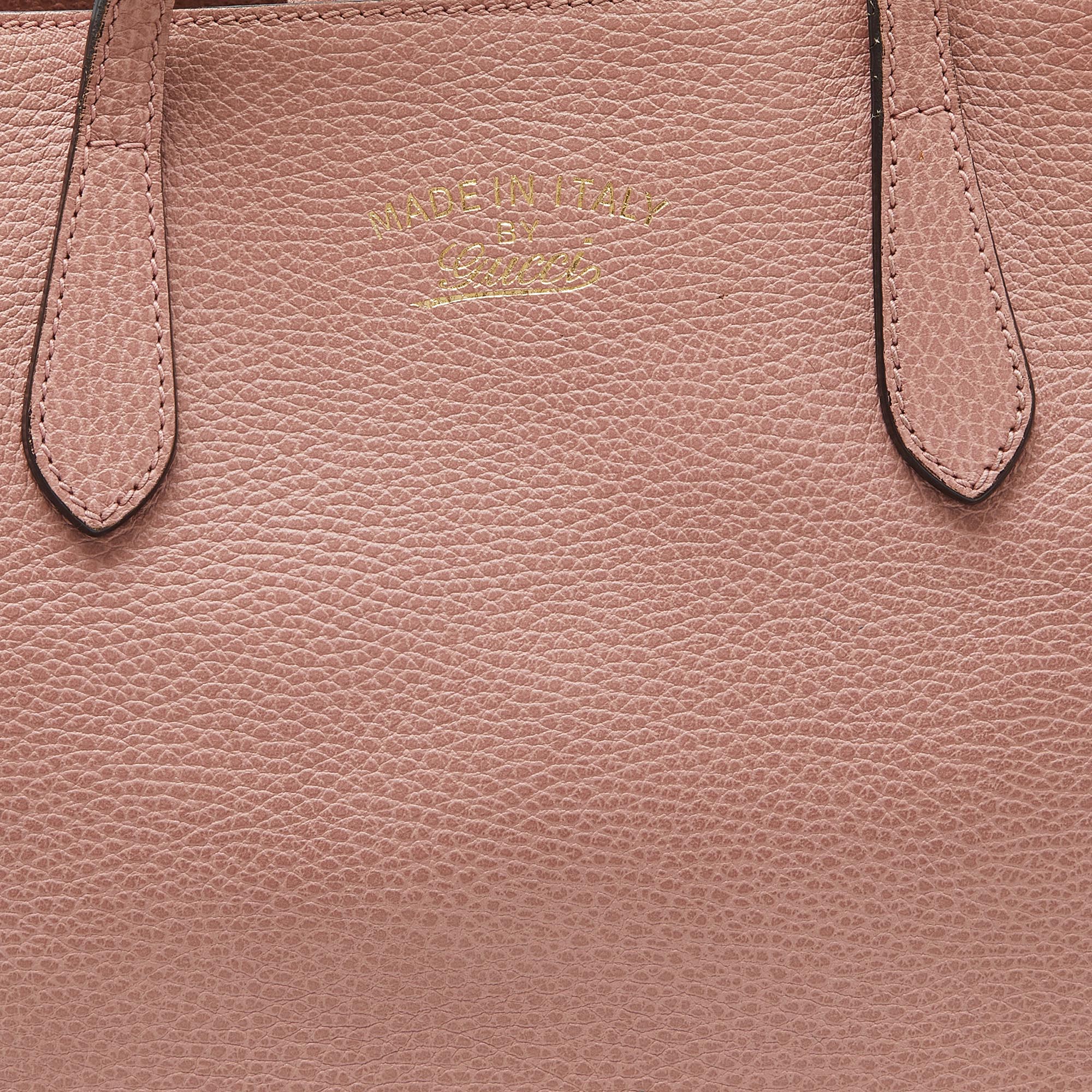 Gucci Pink Pebbled Leather Small Swing Tote
