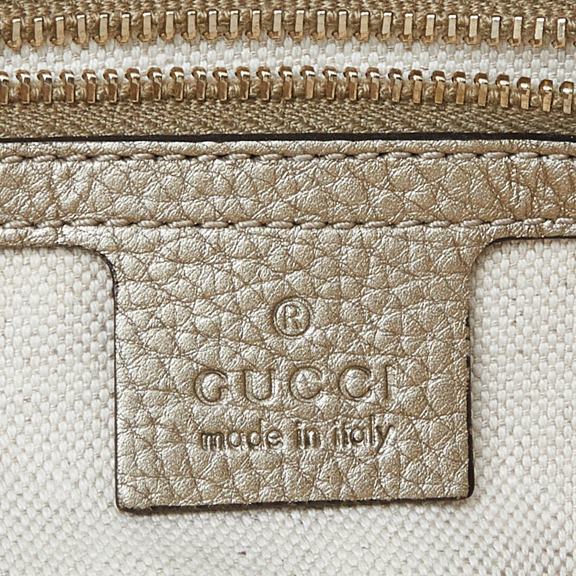 Gucci Beige/Gold GG Canvas And Leather Bella Flap Bag