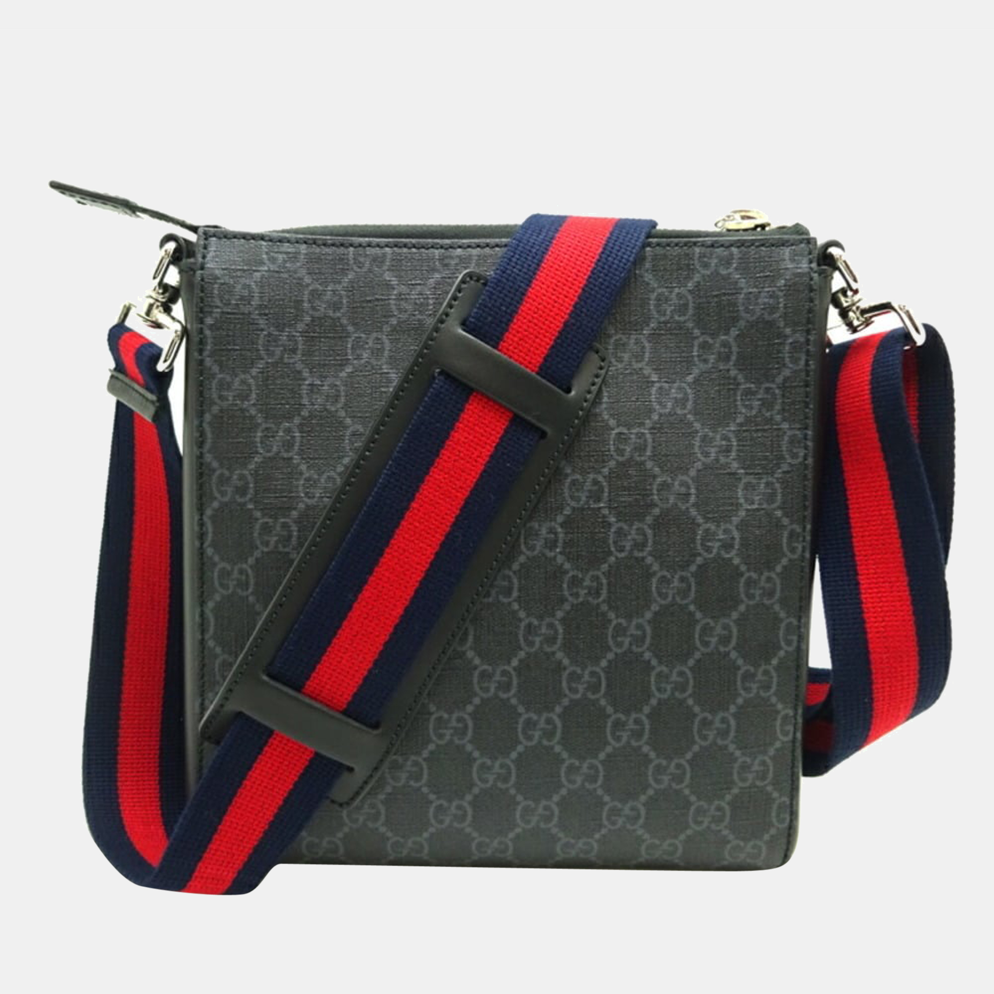 Gucci Black GG Supreme Canvas Web Messenger Bag