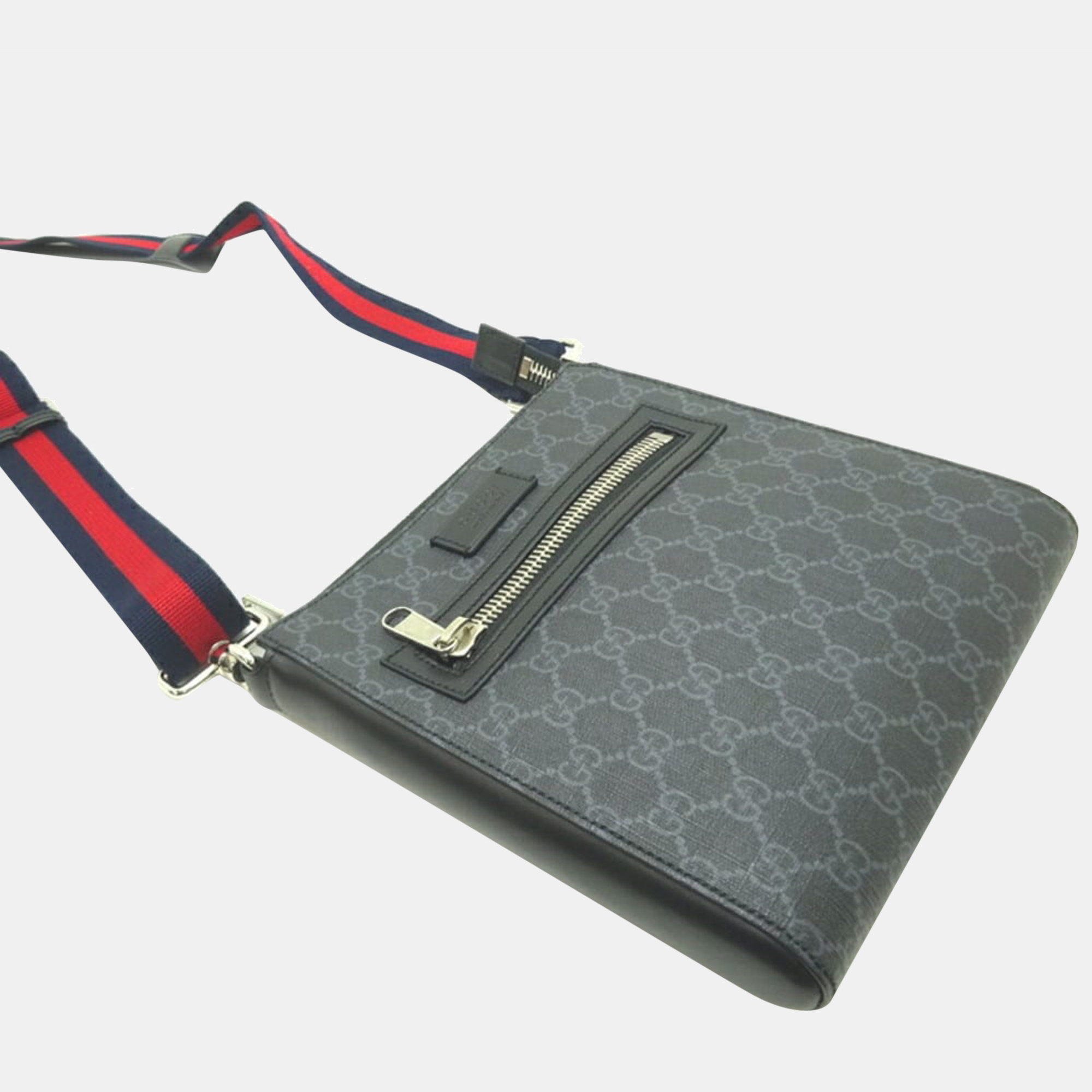 Gucci Black GG Supreme Canvas Web Messenger Bag