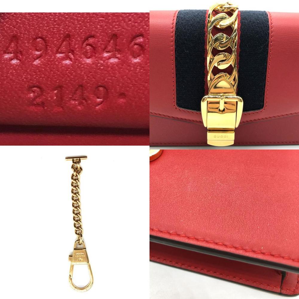 Gucci Red Leather Super Mini Sylvie Chain Shoulder Bag