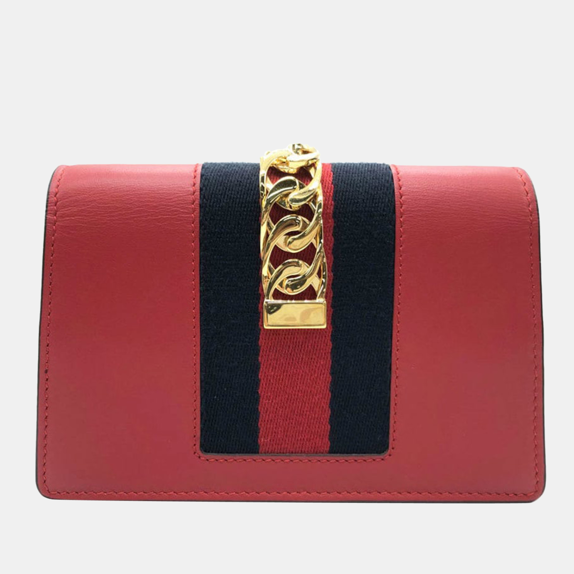 Gucci Red Leather Super Mini Sylvie Chain Shoulder Bag