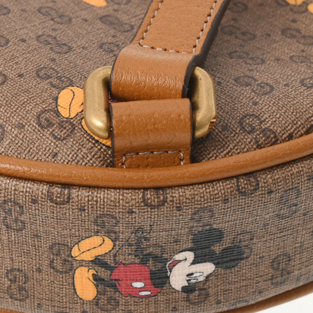 Gucci Beige GG Supreme Mickey Mouse Canvas Round Backpack