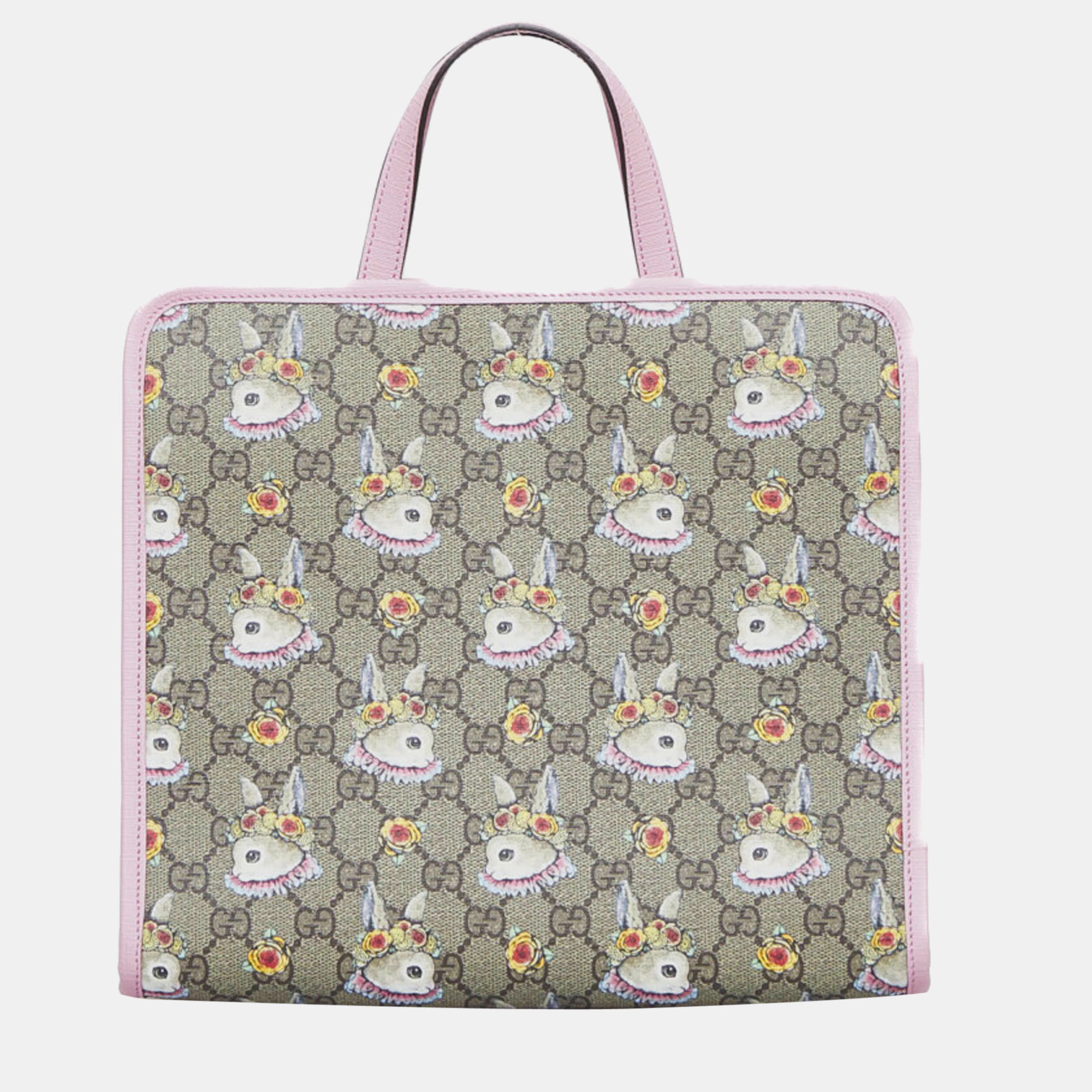 Gucci Brown Canvas GG Supreme Rabbit Handbag
